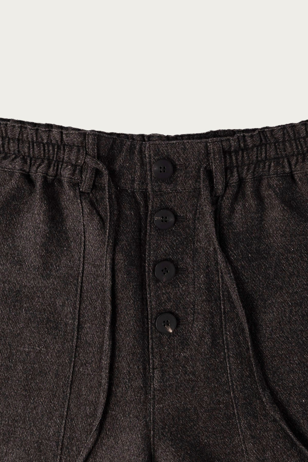 Aviva Jifei Xue - Cropped Drawstring Pants - Charcoal Wool Yak Linen Twill - Canoe Club
