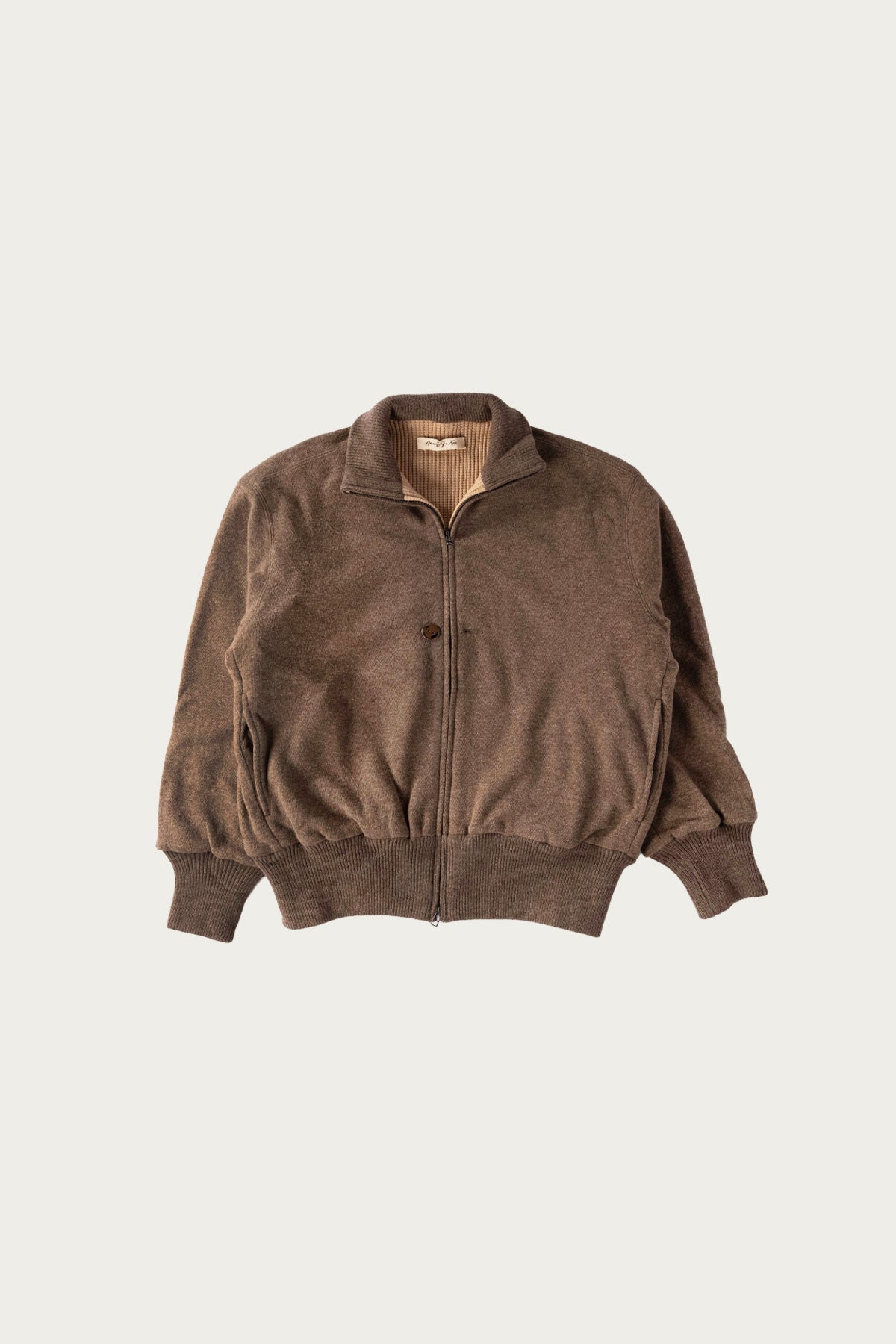 Aviva Jifei Xue - Drivers Knit Blouson - Natural Beige Wool Hemp Knit - Canoe Club
