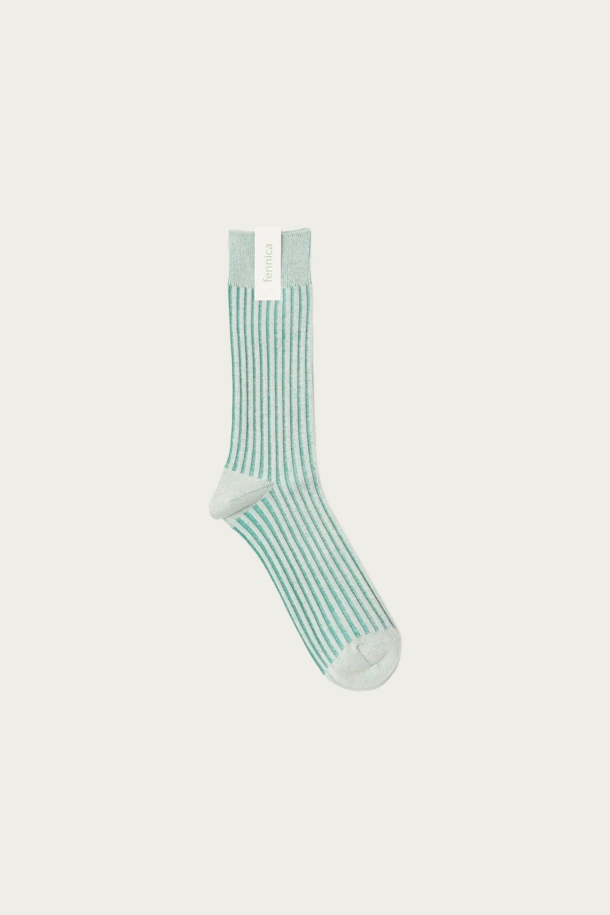 Beams Japan - fennica Rib Socks - Light Cream/Emerald - Canoe Club