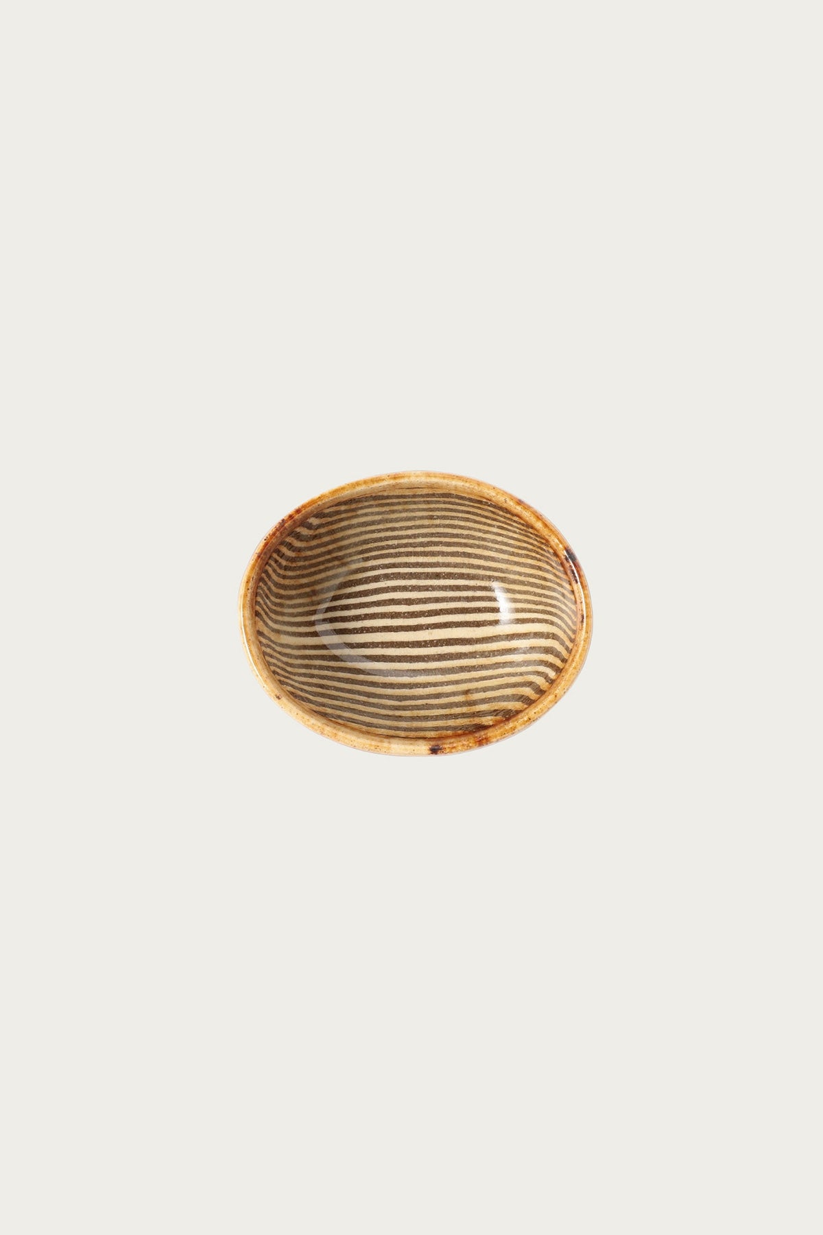 Beams Japan - Nanao Yoshihiro Oval Bowl - Tan/Brown Stripe - Canoe Club