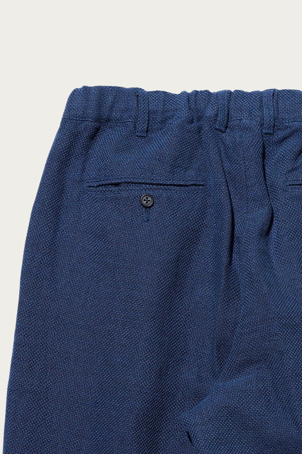 Beams Plus - 2 Pleats Relax Trousers COTTON Linen - Navy - Canoe Club