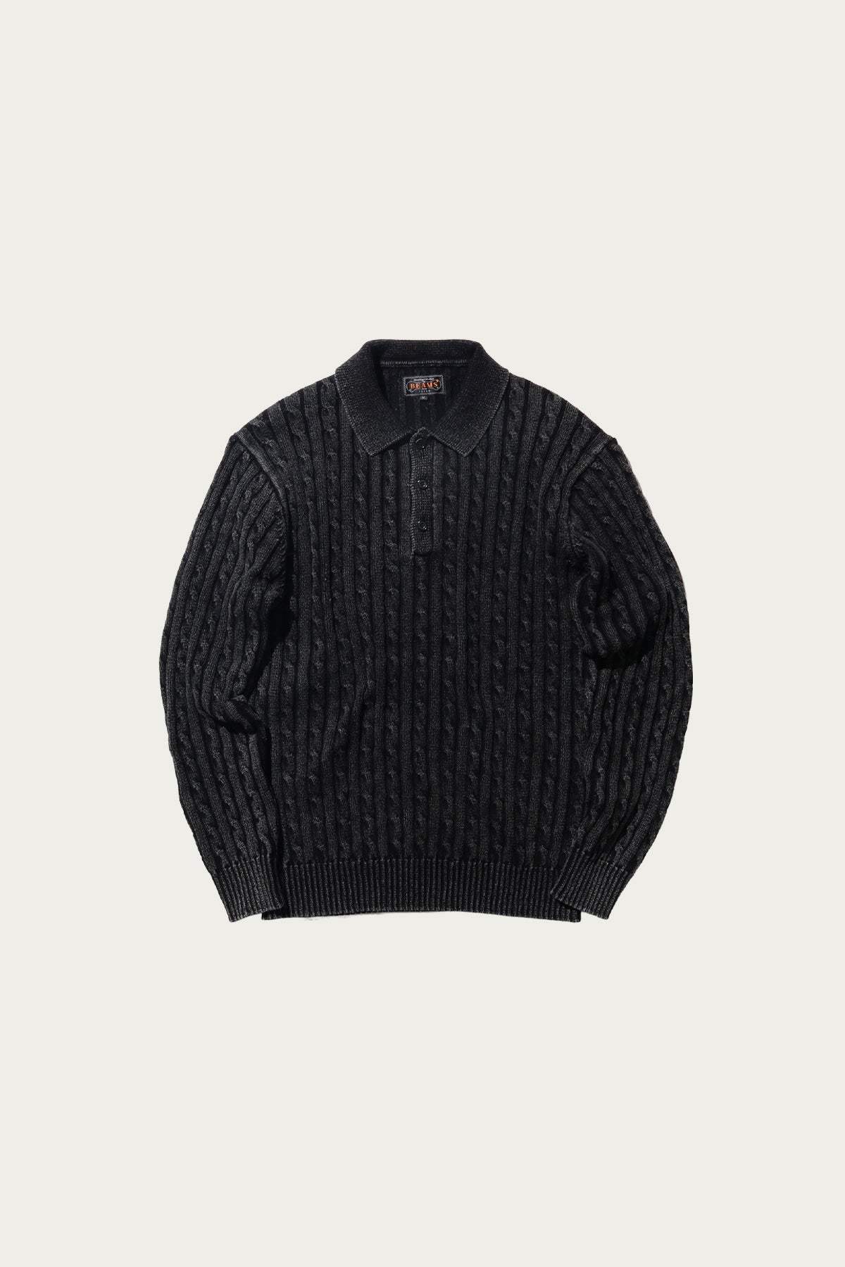 Beams Plus - Cable Polo Pigment Dyed Yarn - Black - Canoe Club