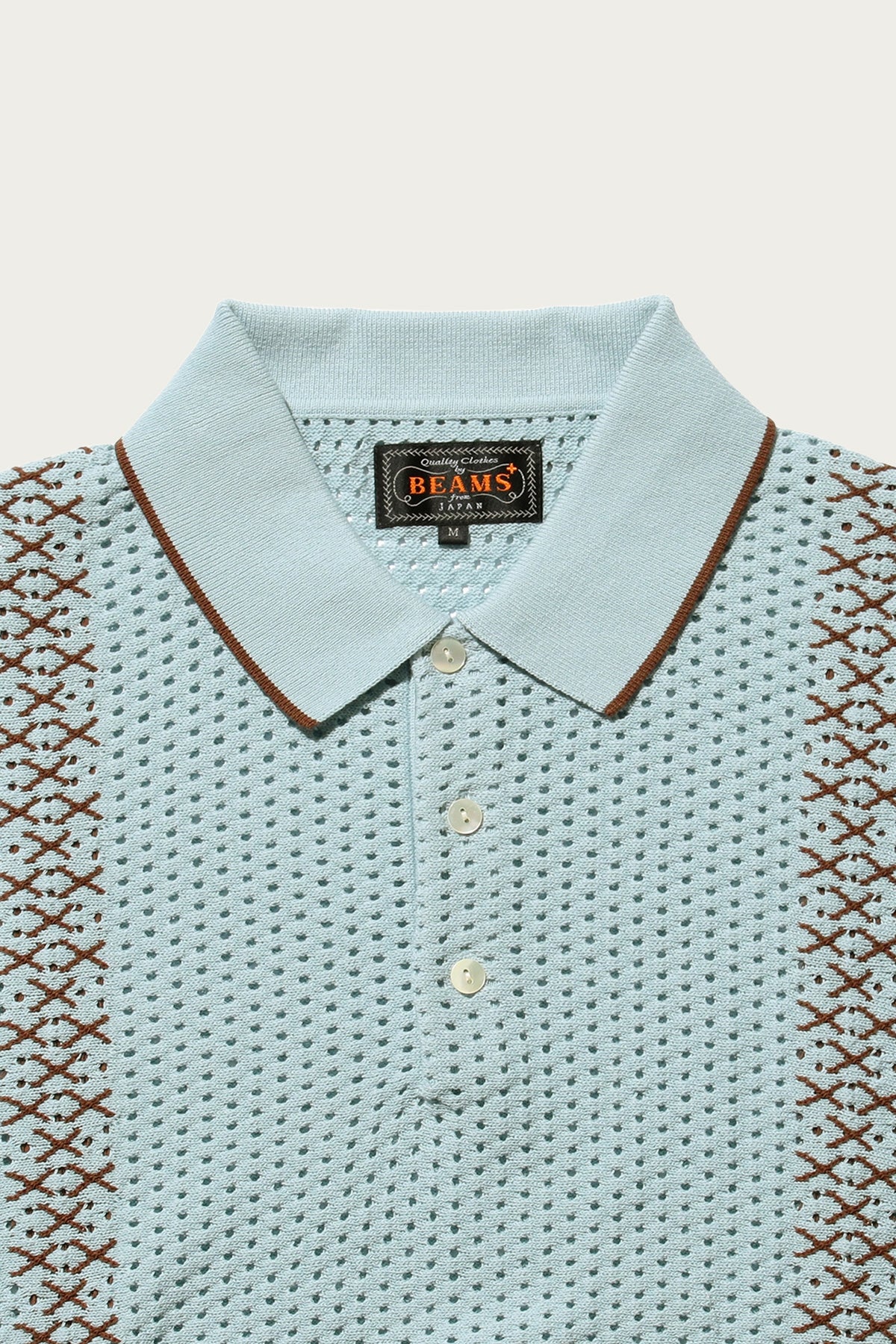 Beams Plus - Knit Polo Mesh Stripe - Sax - Canoe Club