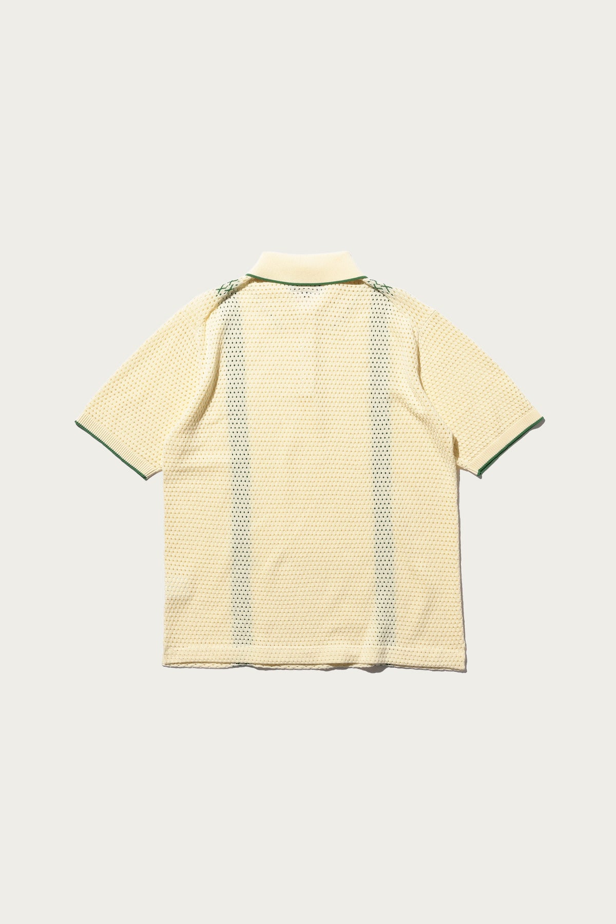 Beams Plus - Knit Polo Mesh Stripe - Off White - Canoe Club