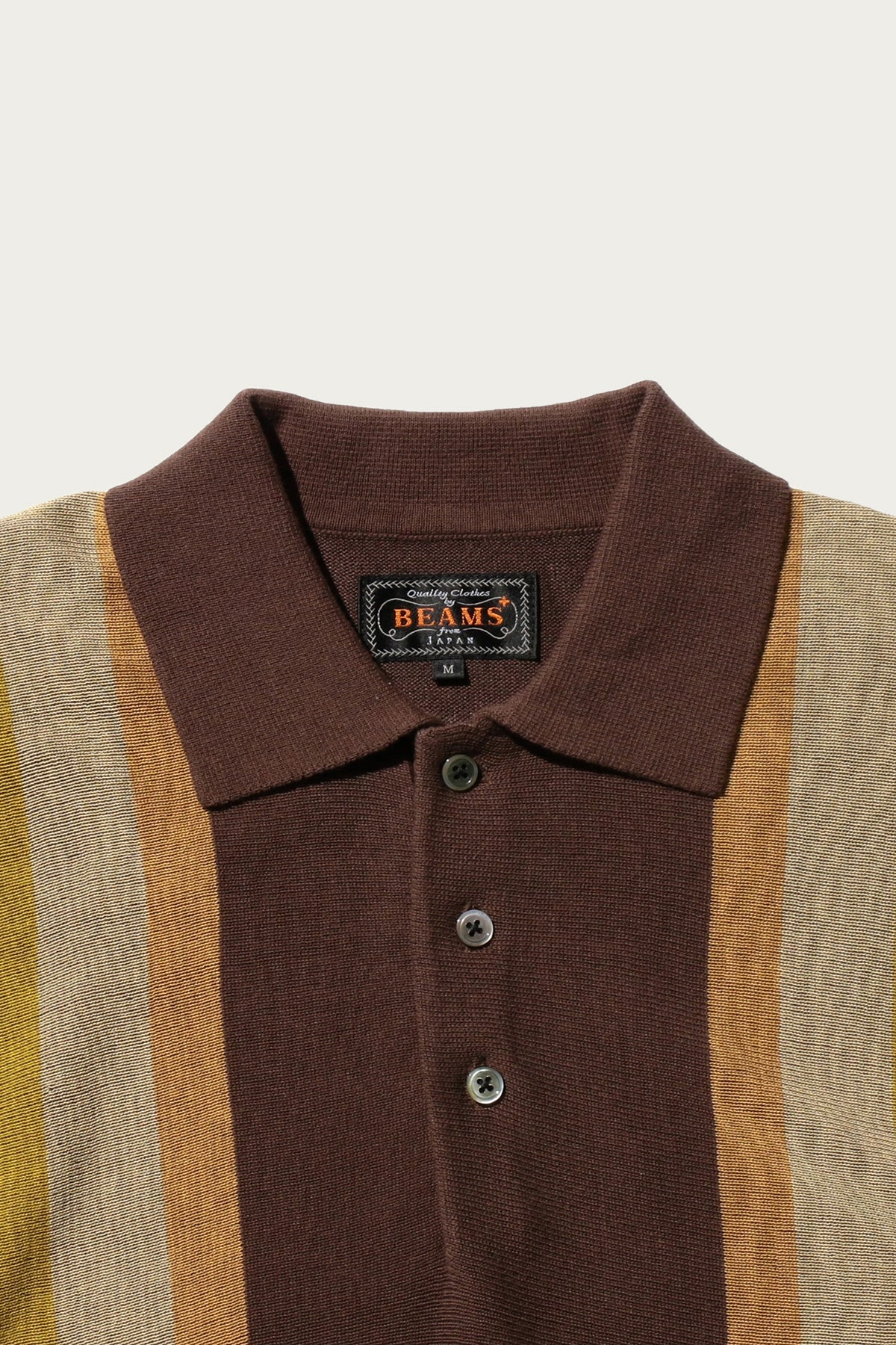 Beams Plus - Knit Polo Stripe Argyle - Dark Brown - Canoe Club