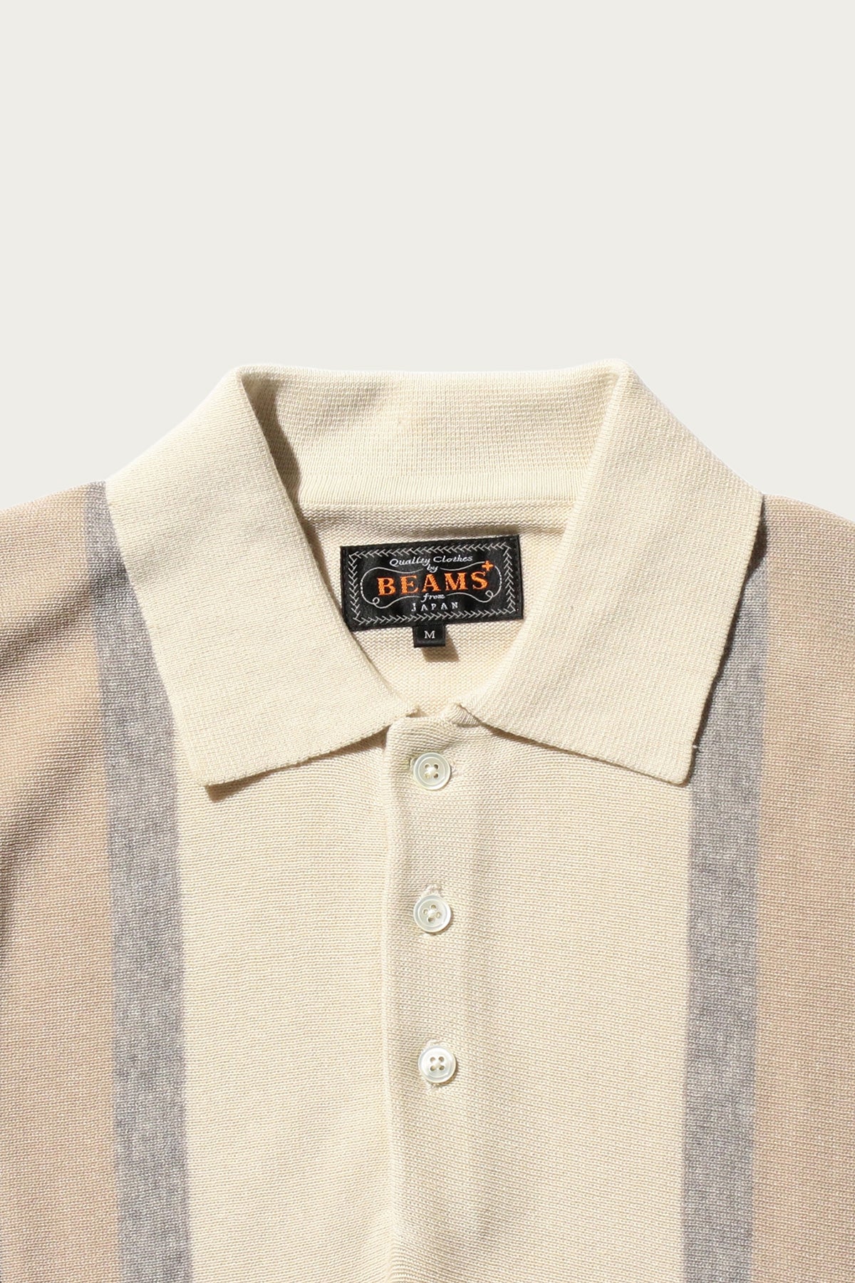 Beams Plus - Knit Polo Stripe Argyle - Off White - Canoe Club