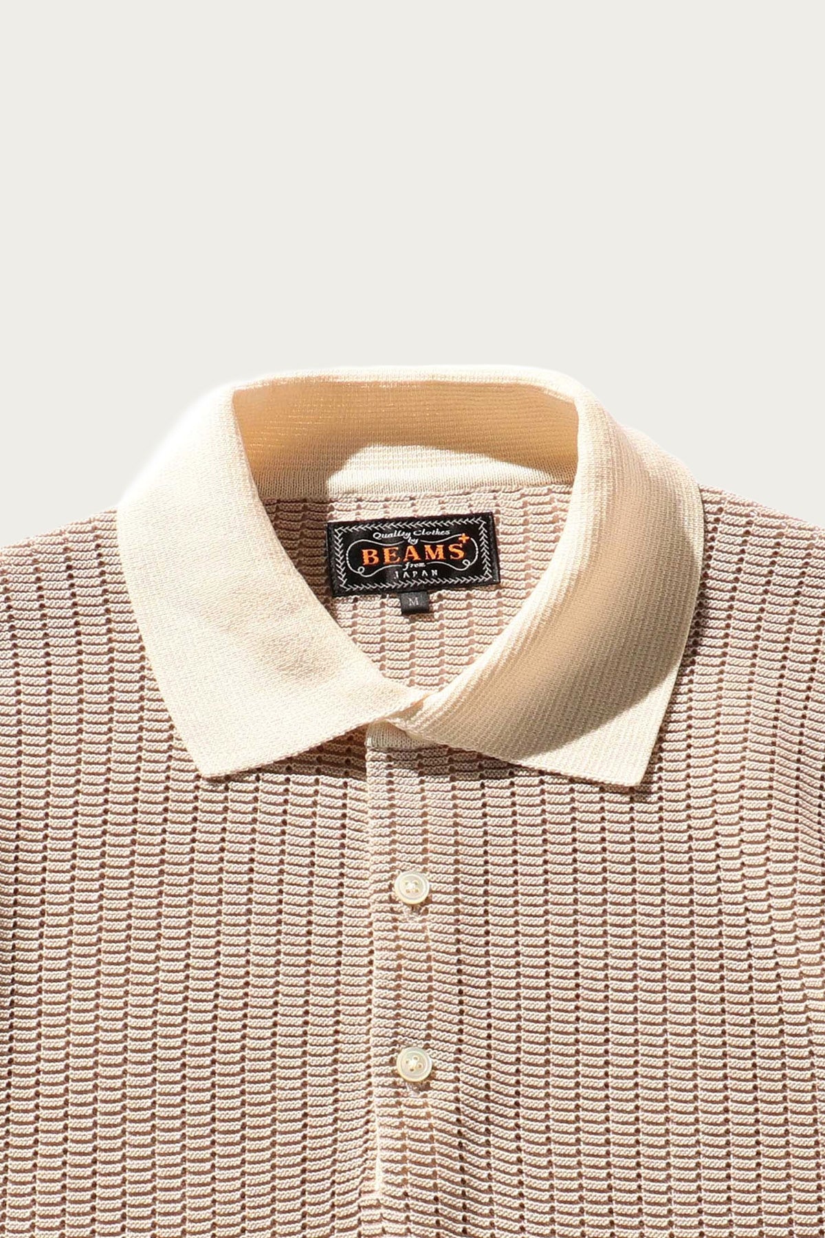 Beams Plus - Knit Polo "WASHI" 2 Tone - Off White - Canoe Club