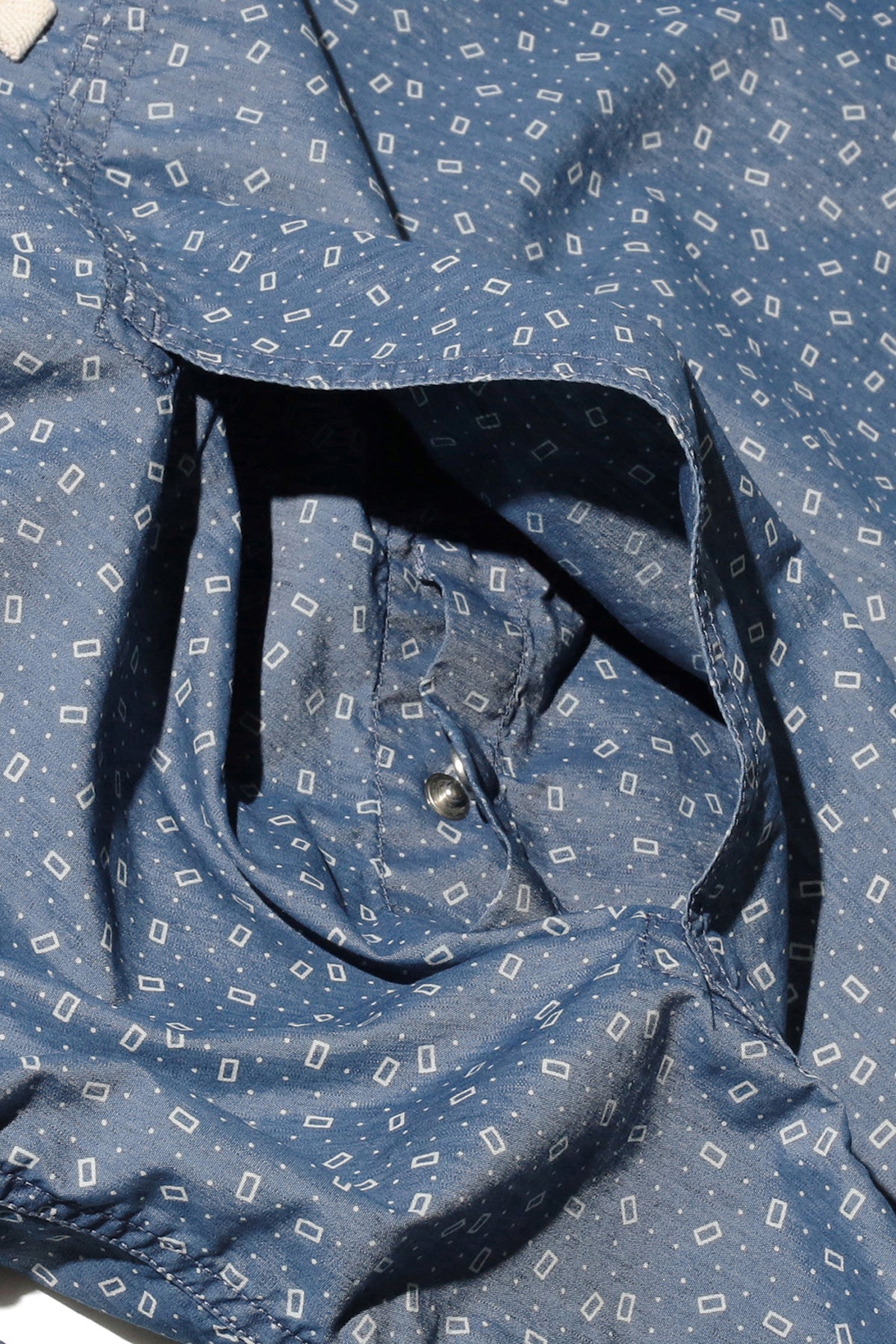 Beams Plus - MIL Smock NYCO Indigo Chambray Discharge Print - Calico - Canoe Club