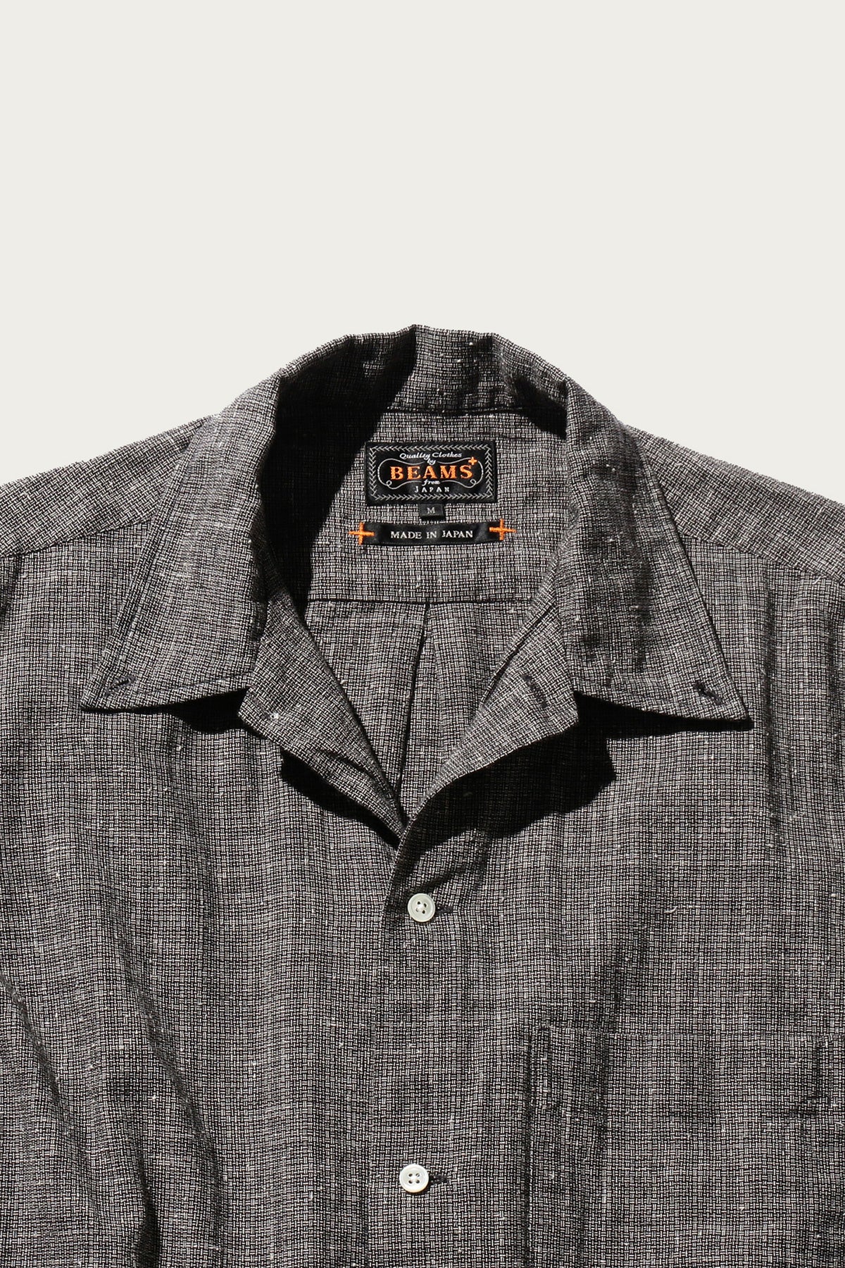 Beams Plus - Open B.D. Nep Check Cotton Linen - Charcoal - Canoe Club