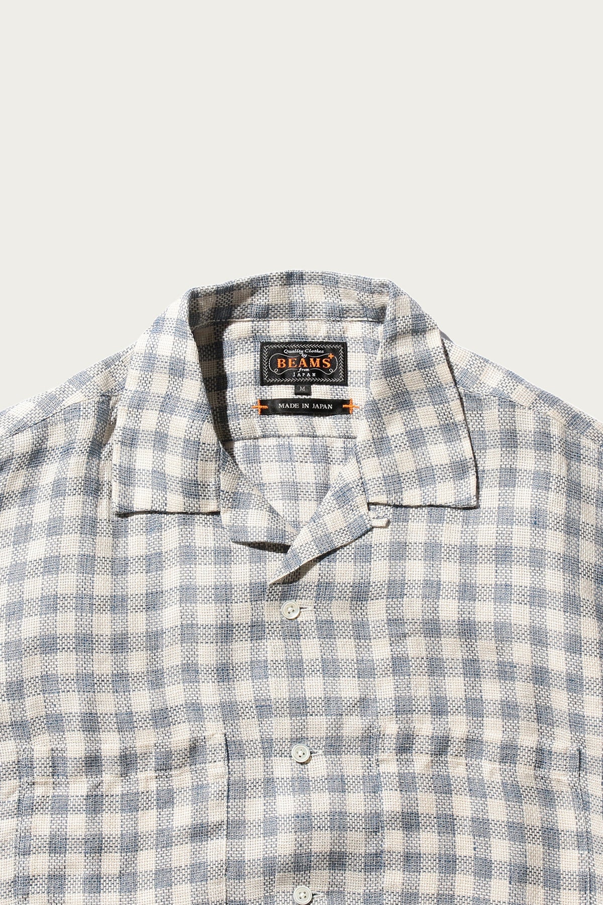 Beams Plus - Open Collar Pajama Plaid Linen - Blue - Canoe Club