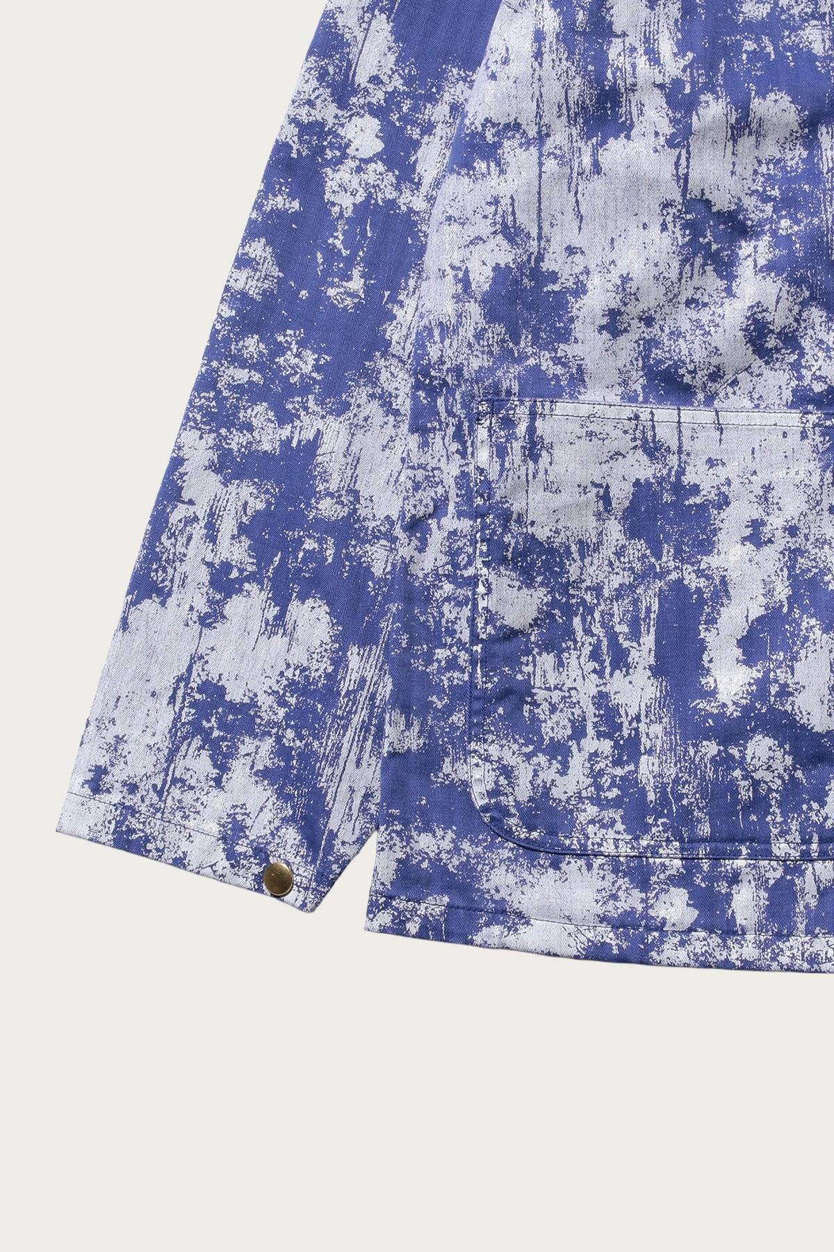 Beams Plus - P-Man Jacket Supima Herringbone on Paint Print - Blue - Canoe Club