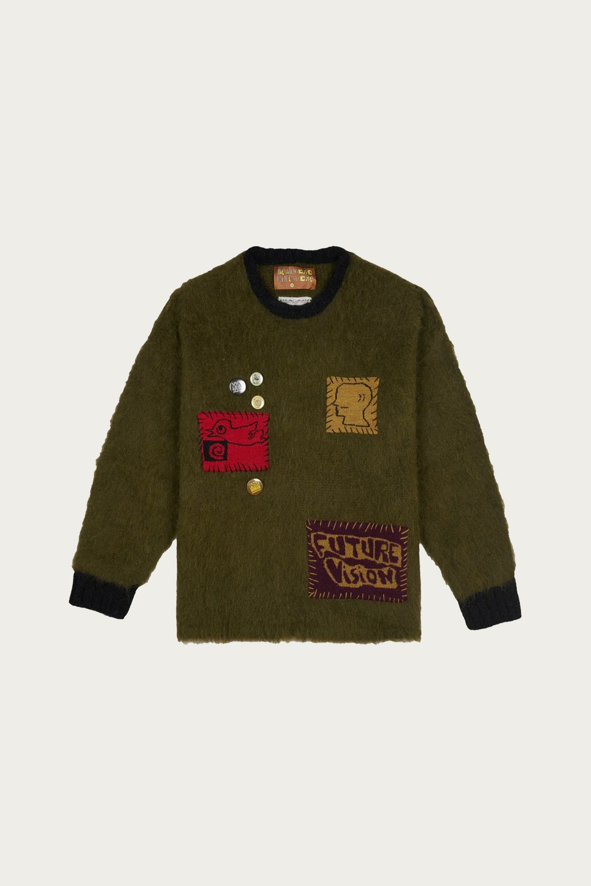 Brain Dead - Future Vision Boxy Knit Sweater - Olive - Canoe Club
