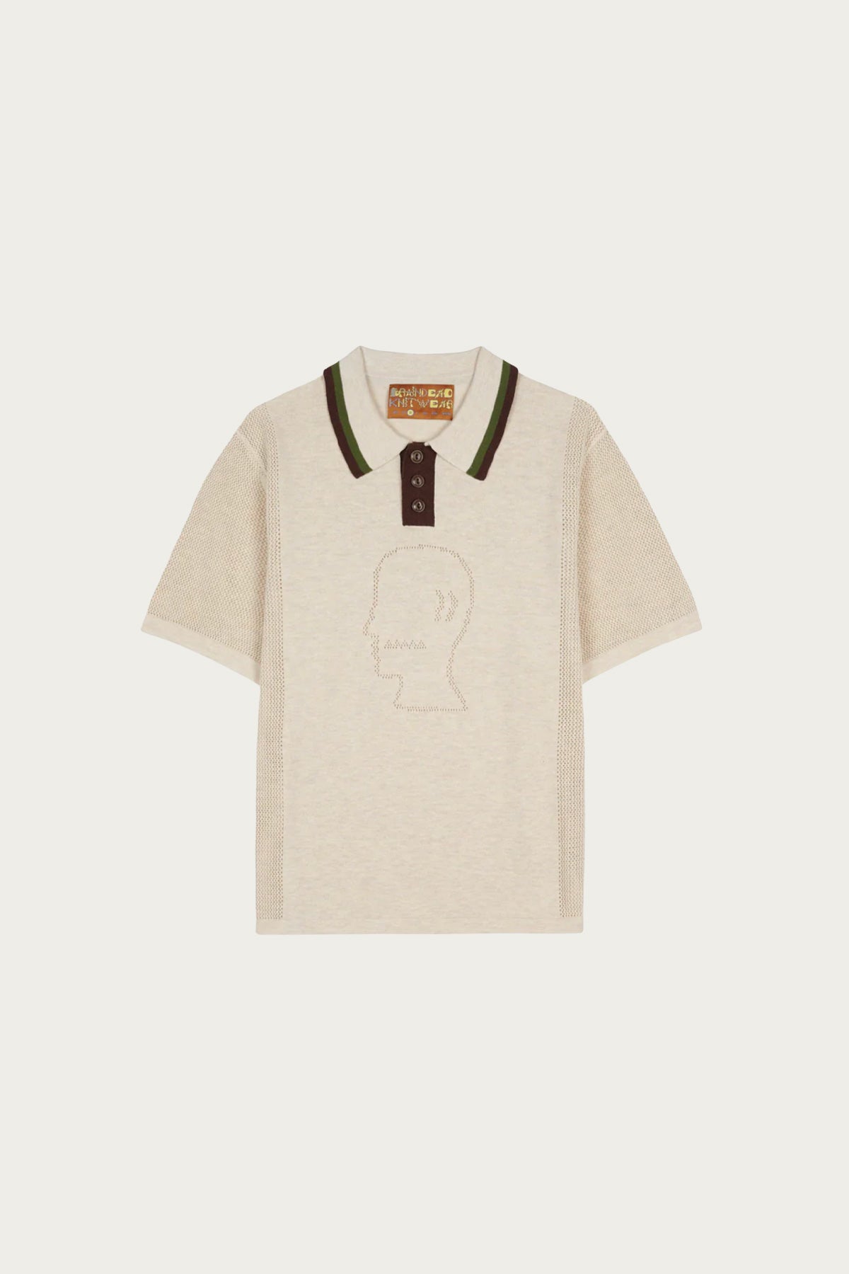 Brain Dead - Logo Head Pointelle Polo - Natural - Canoe Club