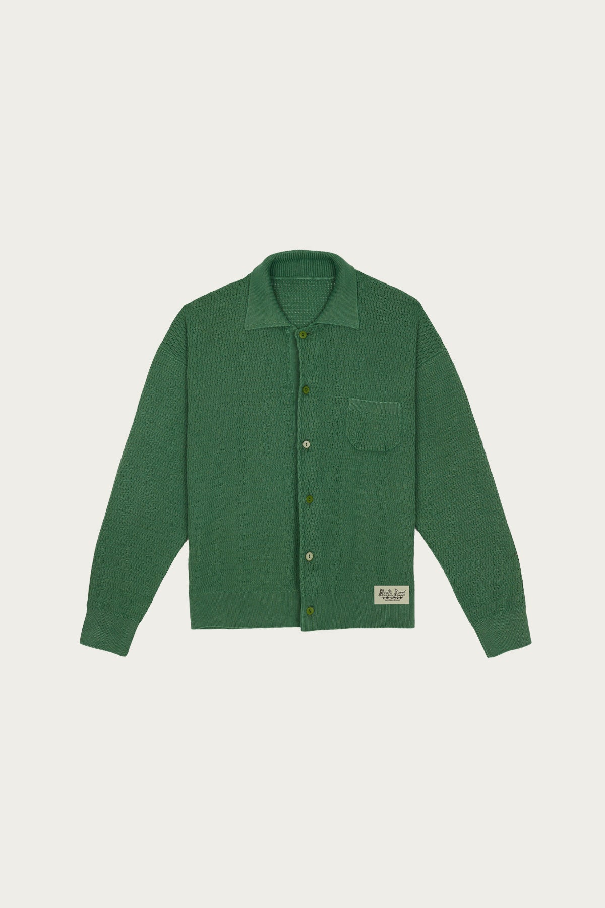 Brain Dead - Pigment Dye Longsleeve Polo Sweater - Green - Canoe Club