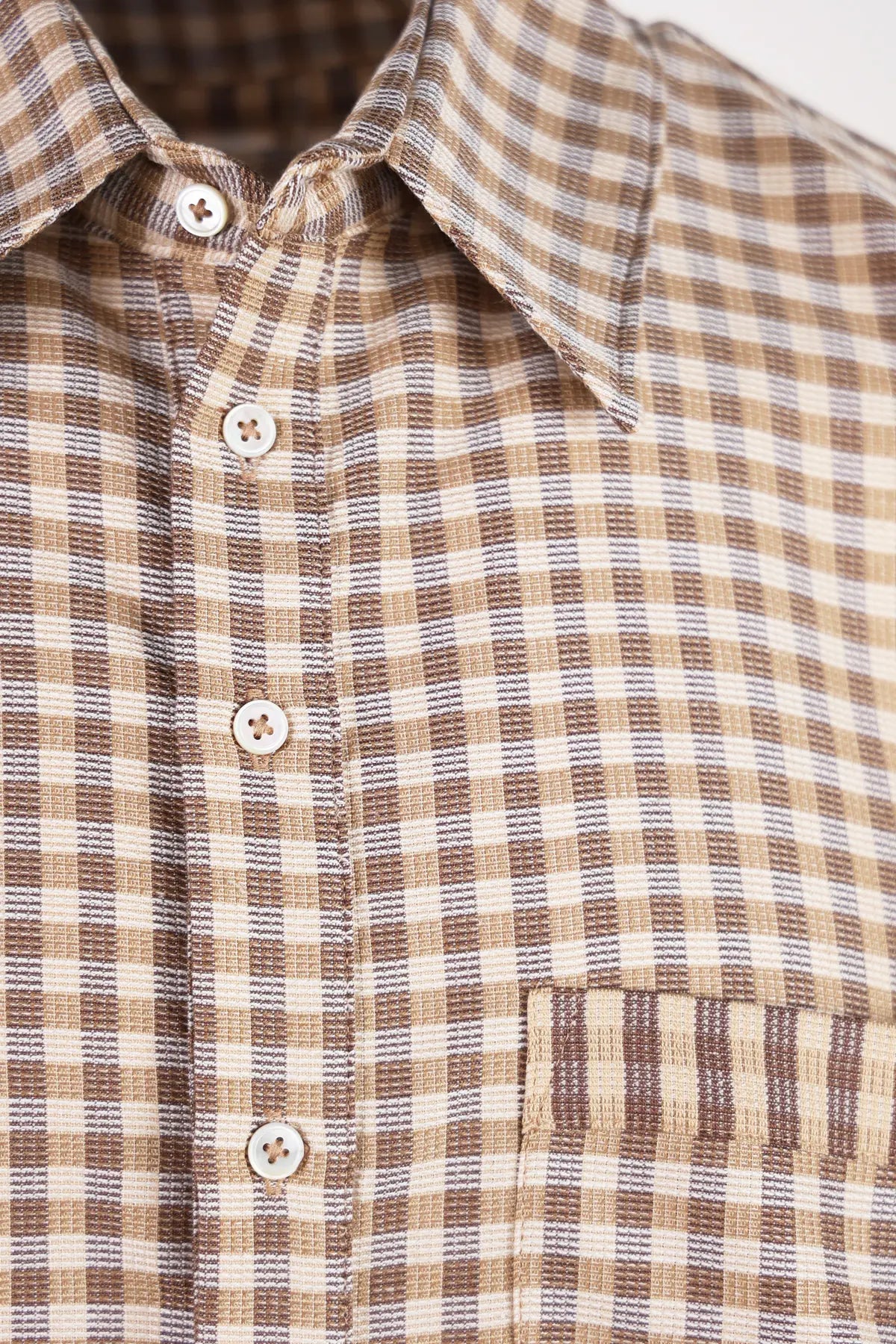 Camiel Fortgens - Woven 60s Bowling Polo - Brown Check - Canoe Club