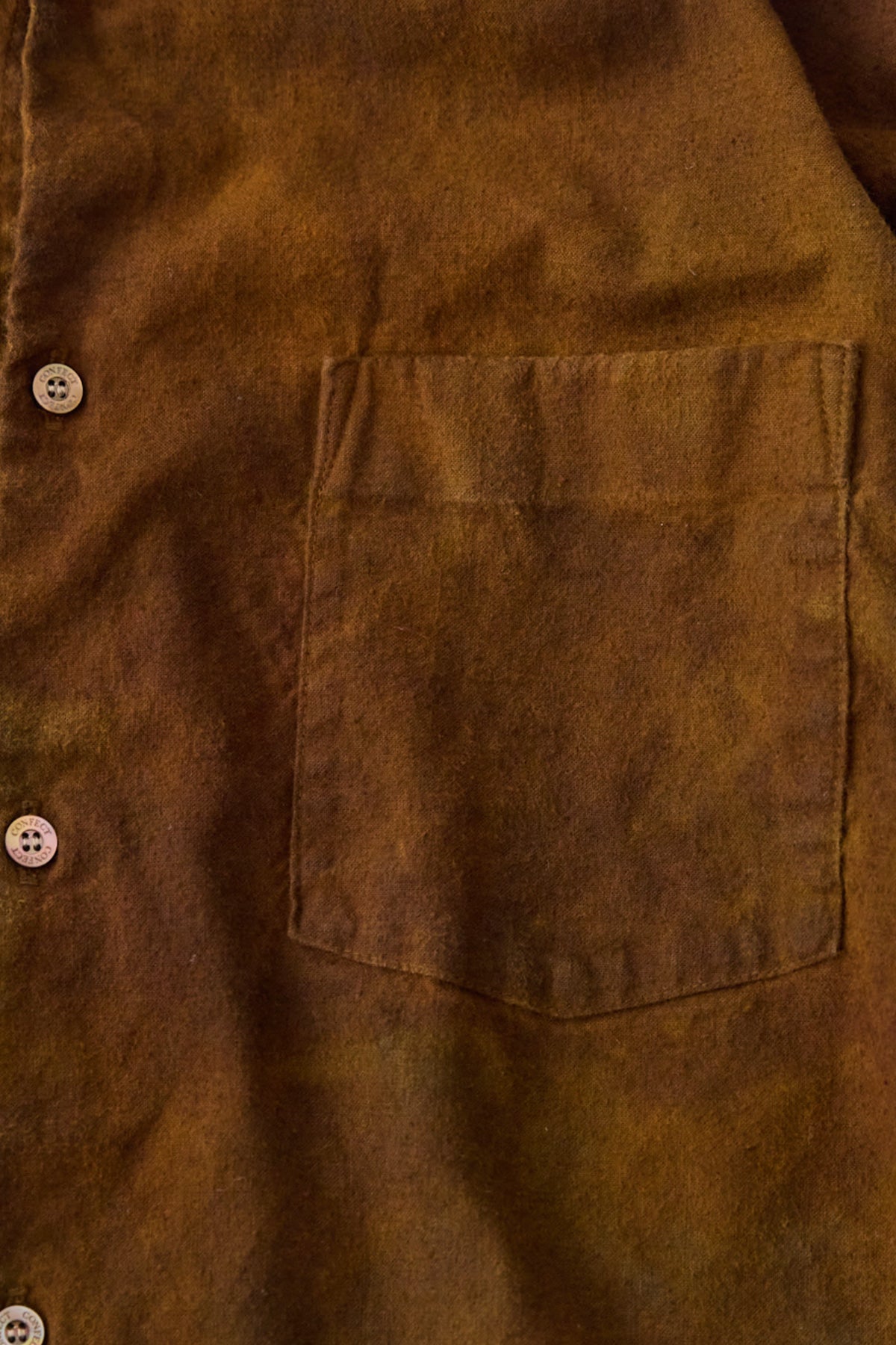 CONFECT - Brushed Uneven Dyed Regular Collar Shirt - Brown - Canoe Club