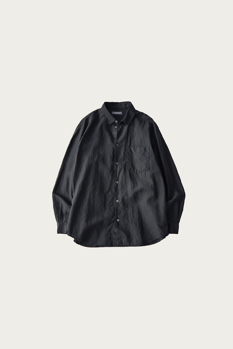 Confect High Count Linen Regular Collar Shirt | Black | Canoe Club
