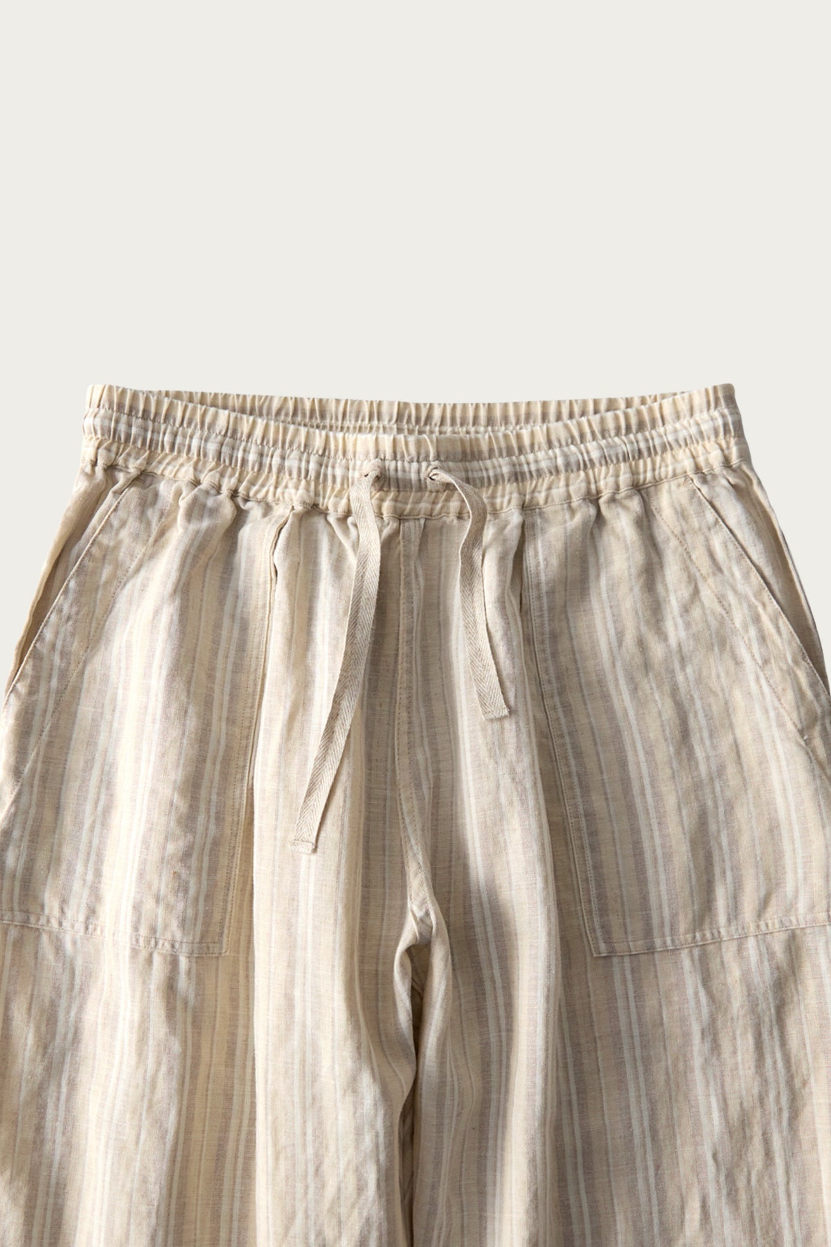 CONFECT - Linen Natural Stripe Easy-Fit Pants - Stripe - Canoe Club