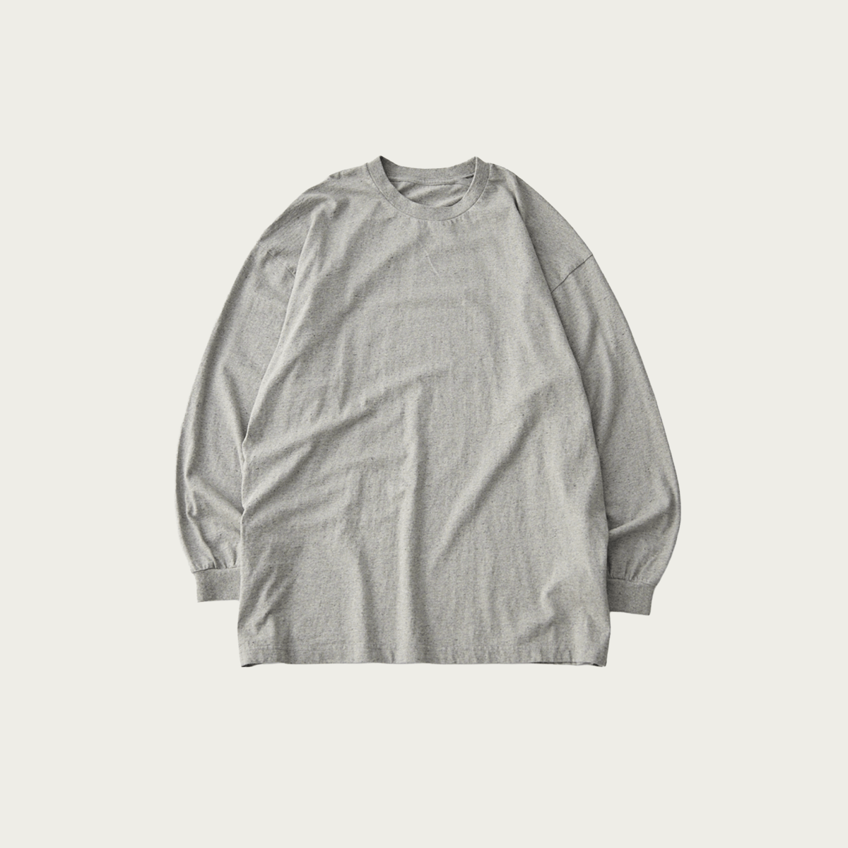 トップス YENN CURVE FORM LONG TEE GRAY CONFECT Upcyclino Basic Jersey Long Sleeve Big T-Shirt | Top Grey