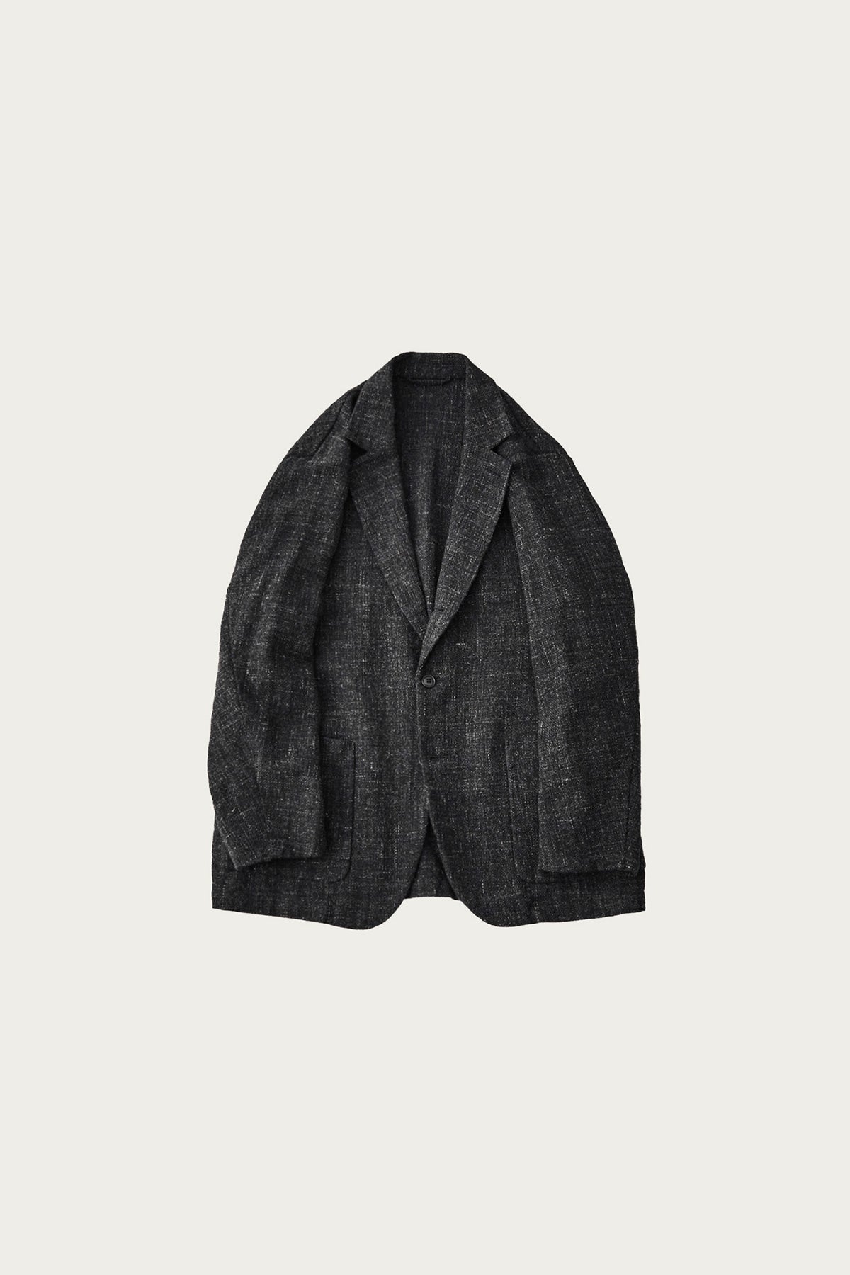 CONFECT - Wool Cotton Linen Melange Tweed Jacket - Black - Canoe Club