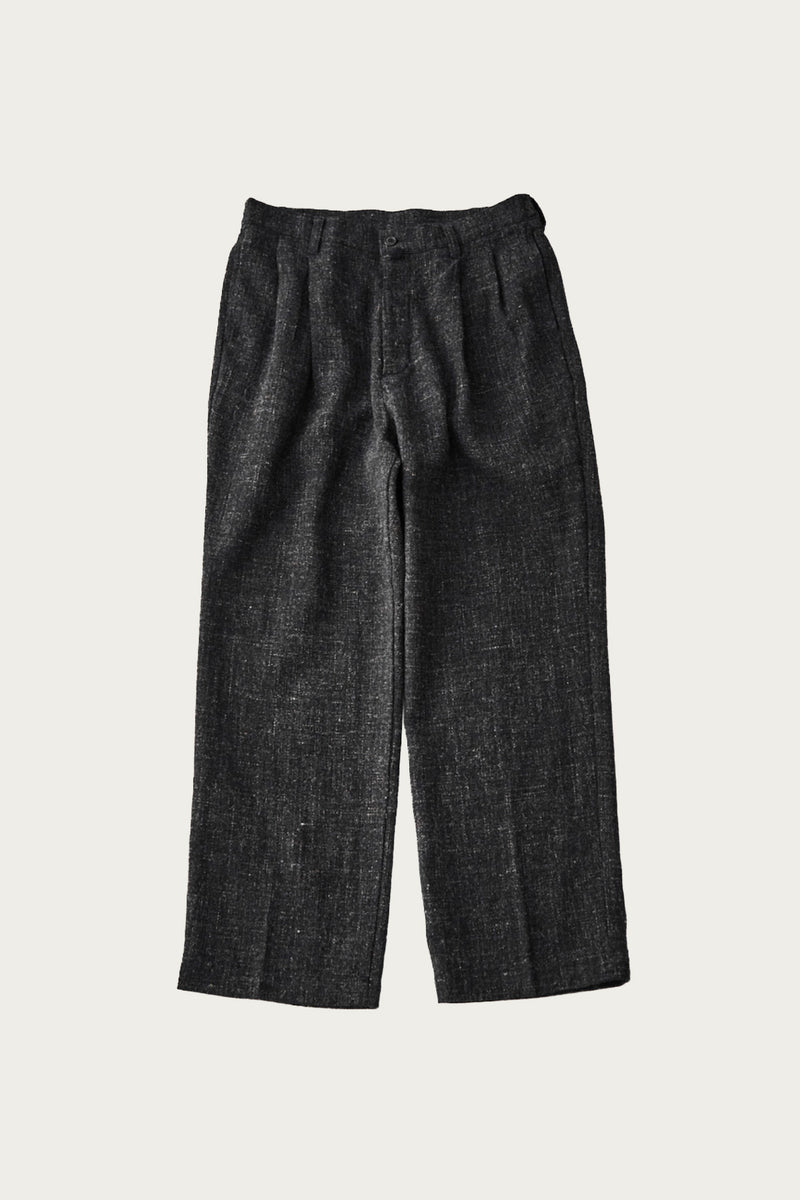 CONFECT Wool Cotton Linen Melange Tweed Trousers | Black | Canoe Club