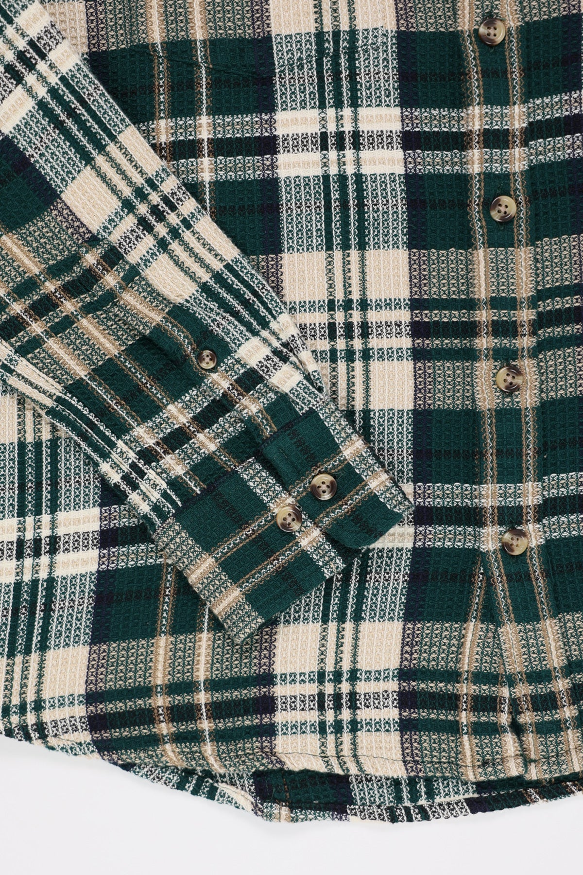 Corridor - Glen Falls Waffle Madras Longsleeve - Green - Canoe Club