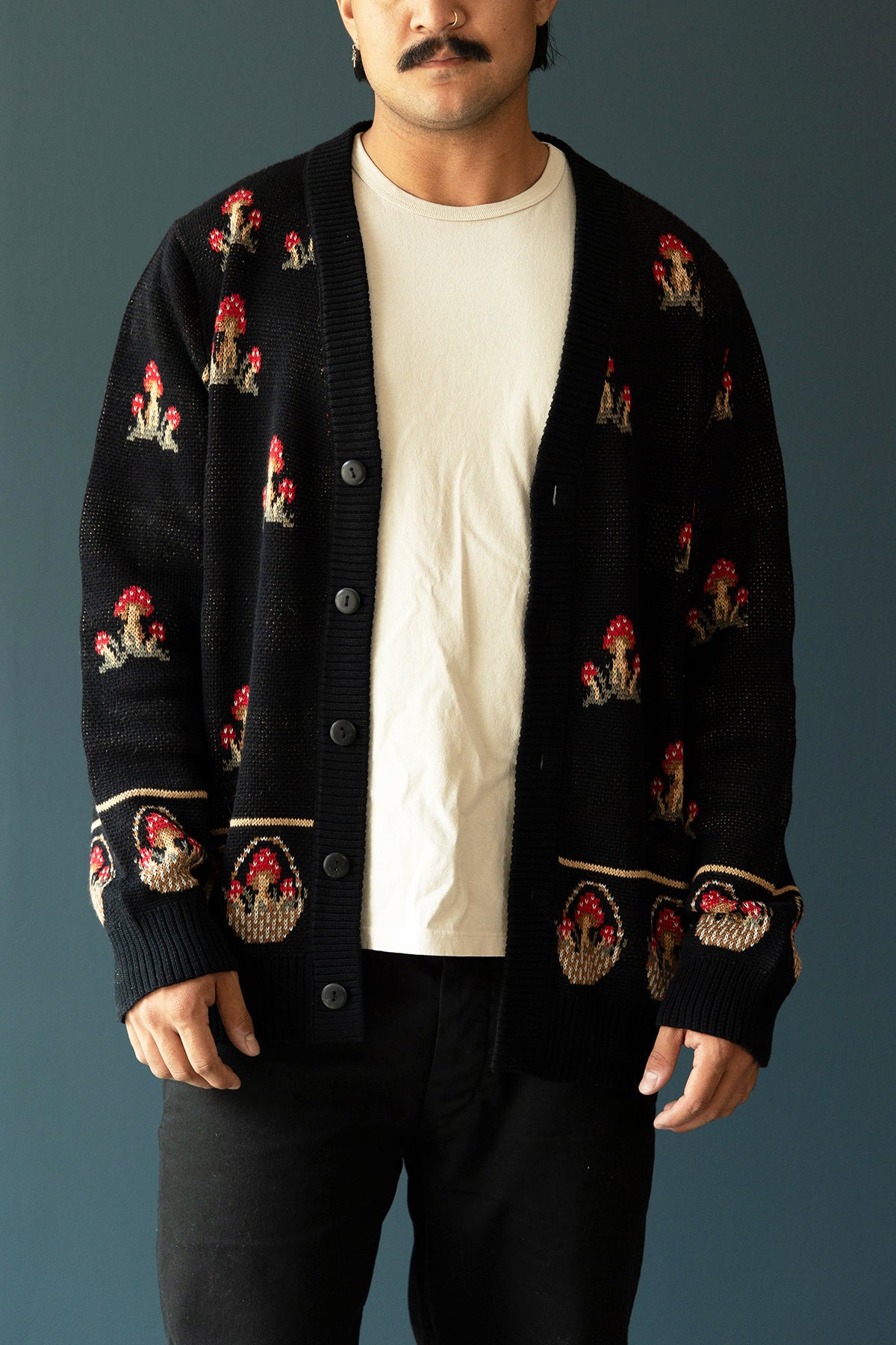 Corridor - Mushroom K12 Cardigan - Black - Canoe Club