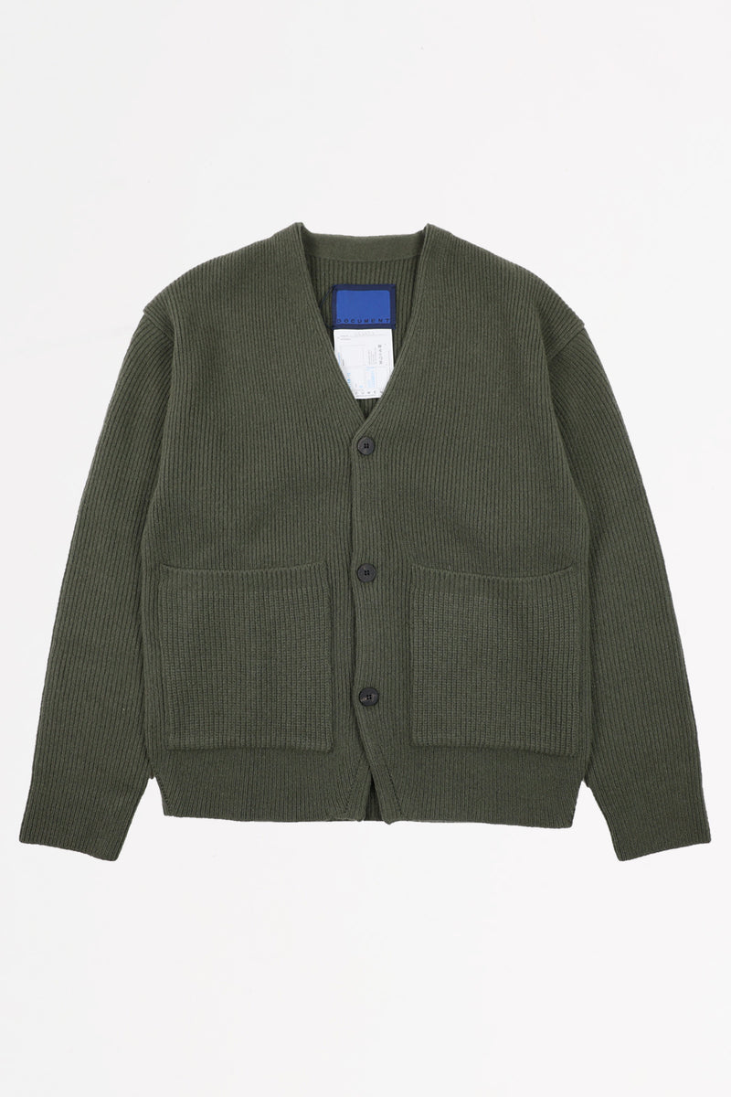 Document Cashmere Blend V-Cardigan | Soldier | Canoe Club