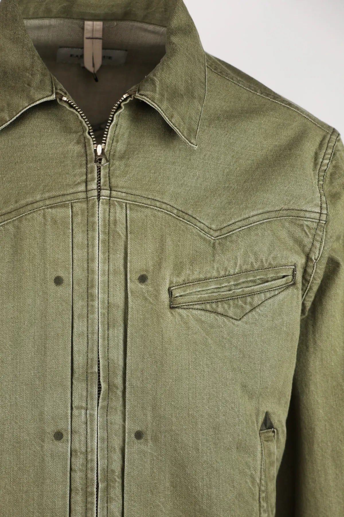 Eastlogue - Western Trucker Jacket - Olive Denim - Canoe Club
