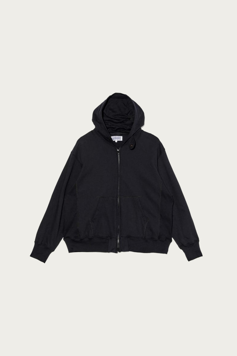 Engineered Garments Workaday Zip Hoodie | Solid Black Cotton