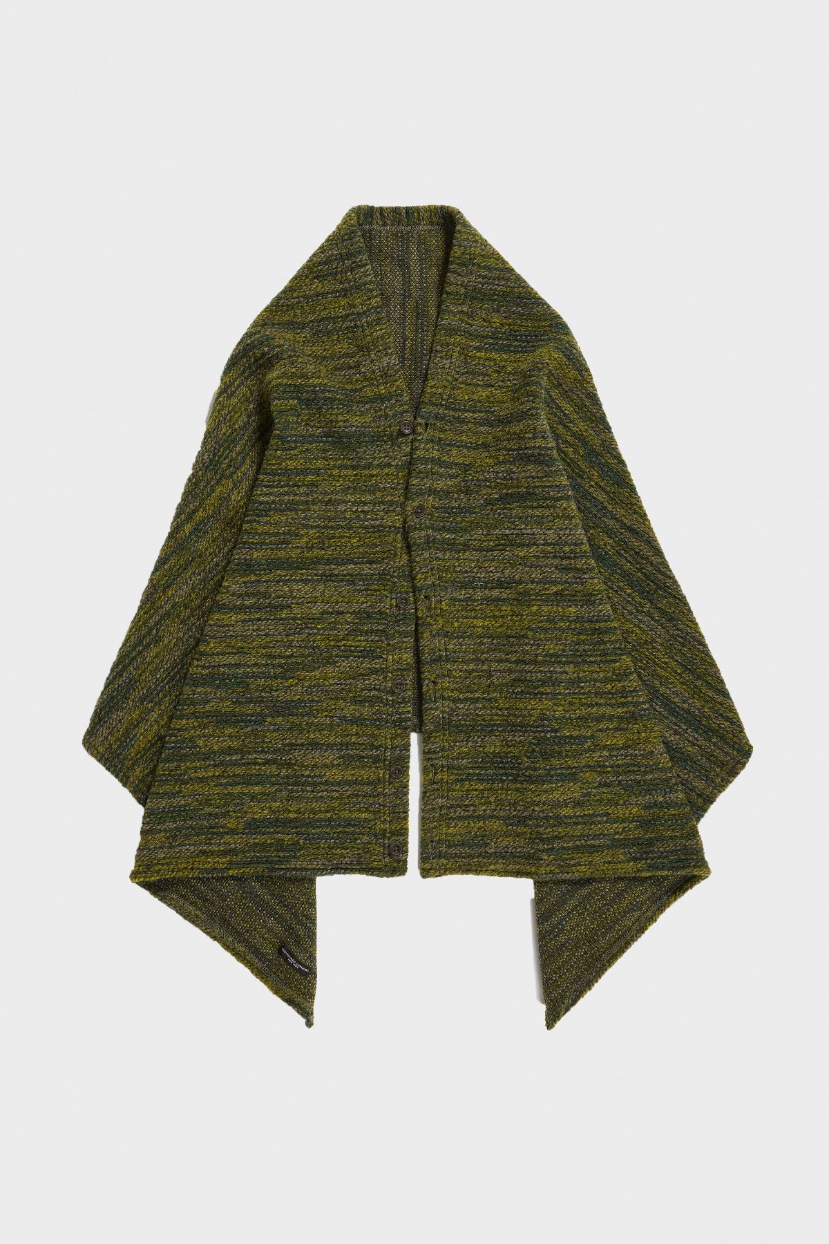 Engineered Garments - Button Shawl - Green Poly Wool Melange Knit - Canoe Club