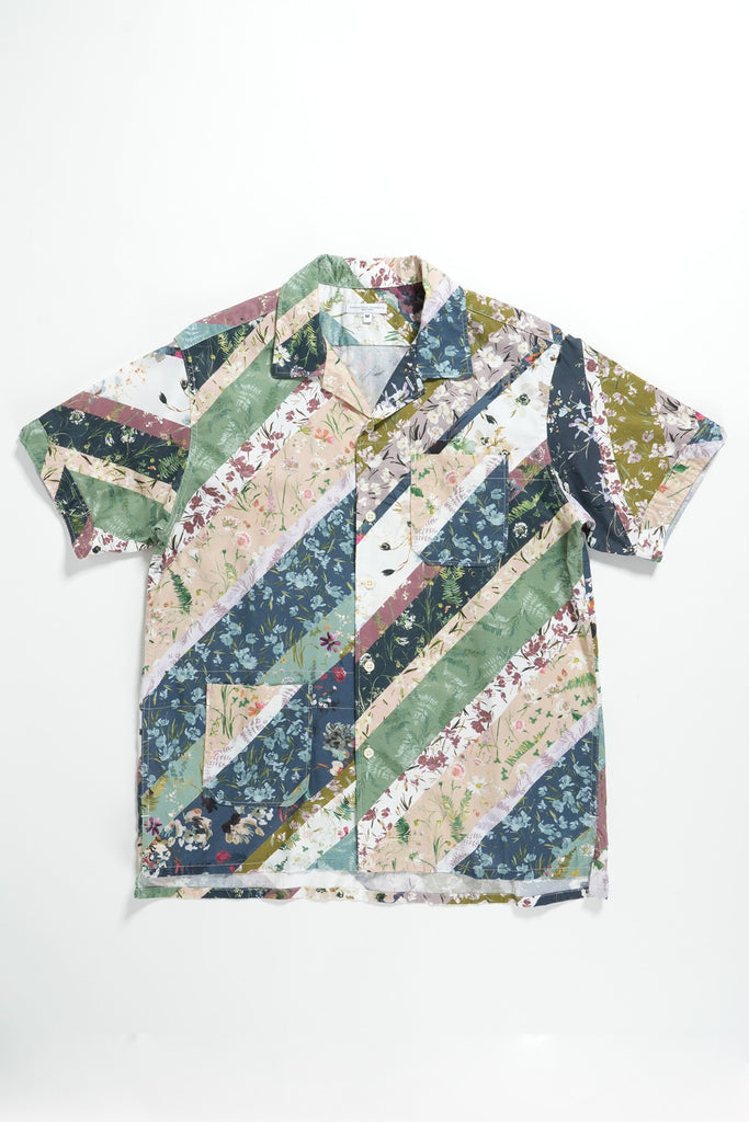 Engineered Garments - Camp Shirt - Navy Cotton Diagonal Print - Canoe Club