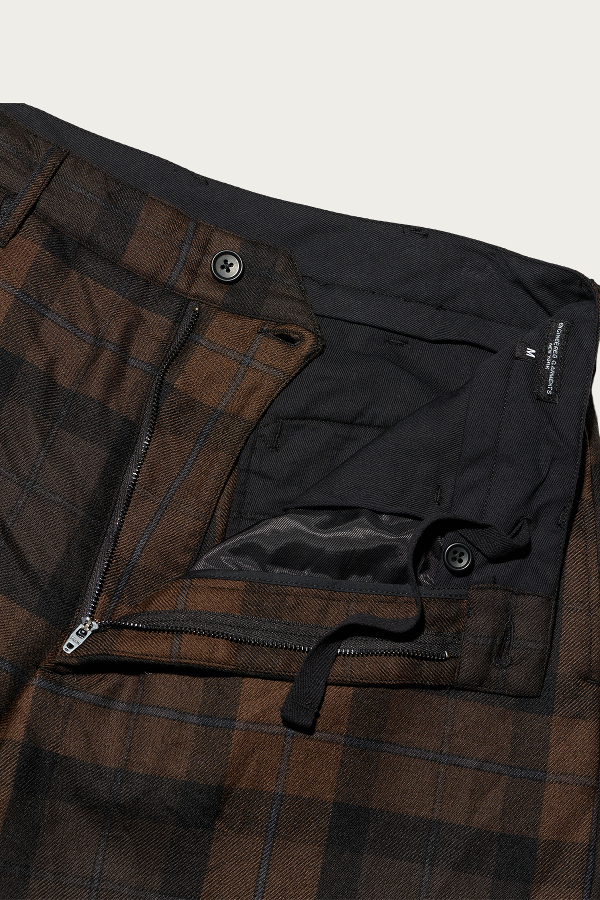 Engineered Garments - Officer Pant - Brown/Black Worsted Wool Plaid - Canoe Club