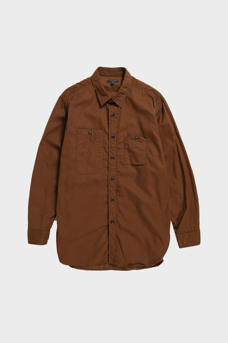 Engineered Garments Work Shirt | Brown Cotton Micro Sanded Twill