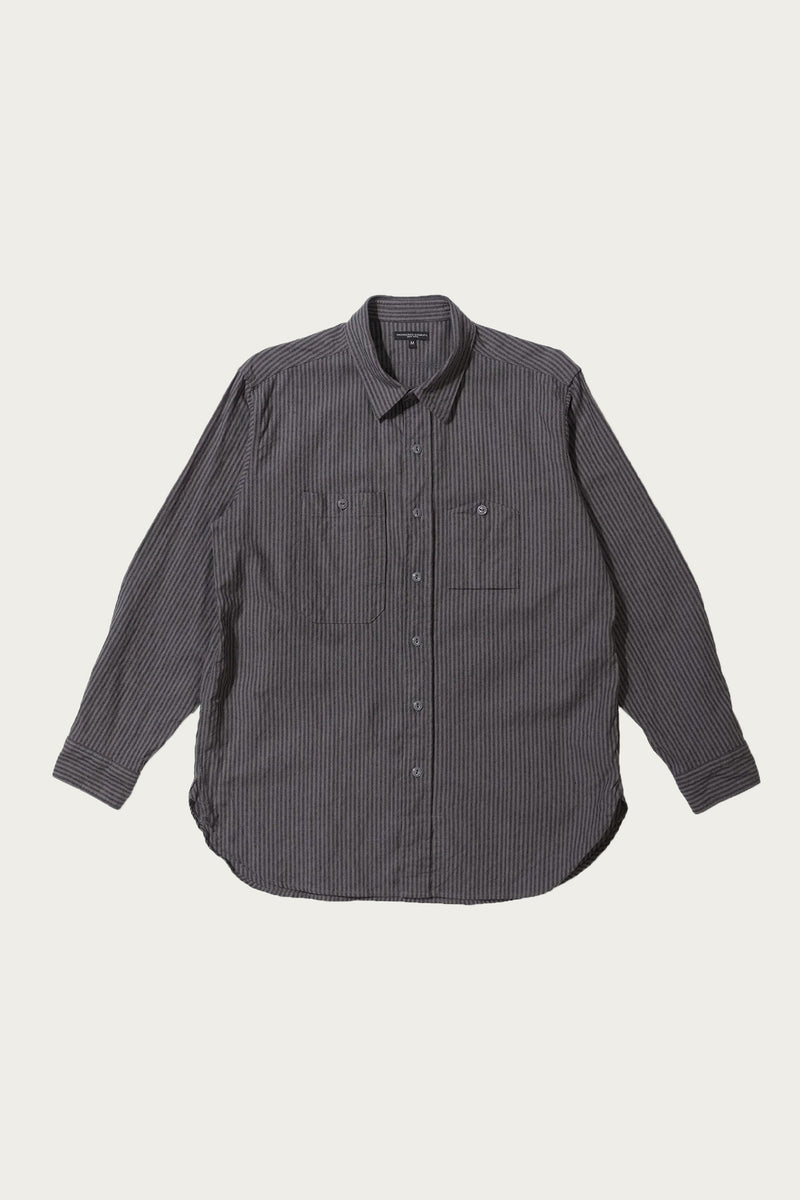 Engineered Garments Work Shirt | Charcoal/Grey LC Stripe | Canoe Club