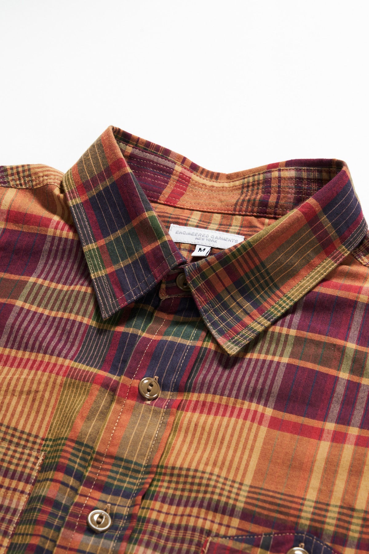 Engineered Garments - Work Shirt - Navy/Khaki Cotton Plaid - Canoe Club