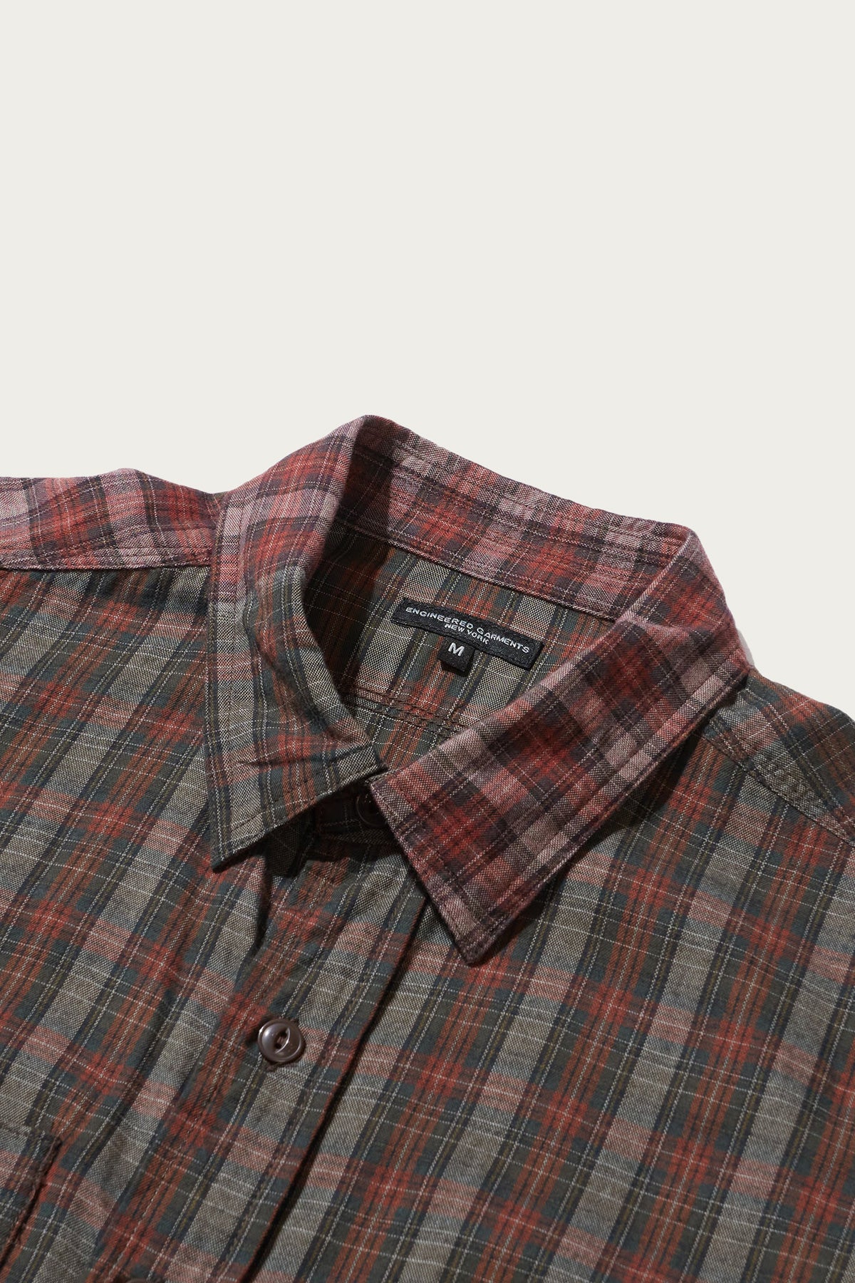 Engineered Garments - Work Shirt - Olive/Red Cotton Smoky Plaid - Canoe Club