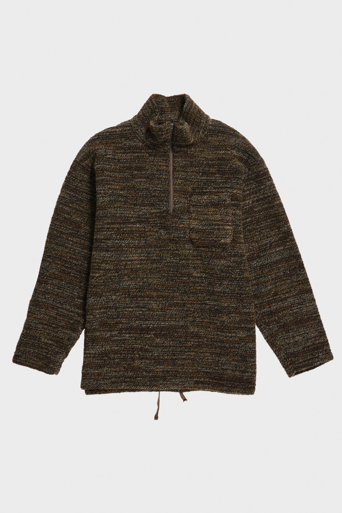 Engineered Garments - Zip Mock Neck - Brown Poly Wool Melange Knit - Canoe Club