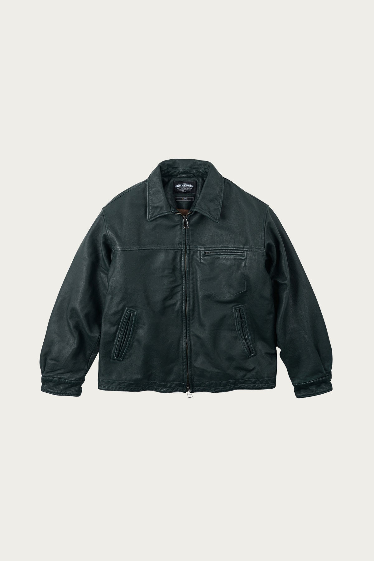 FrizmWORKS - Destroyed Cowhide Leather Jacket - Washed Olive - Canoe Club