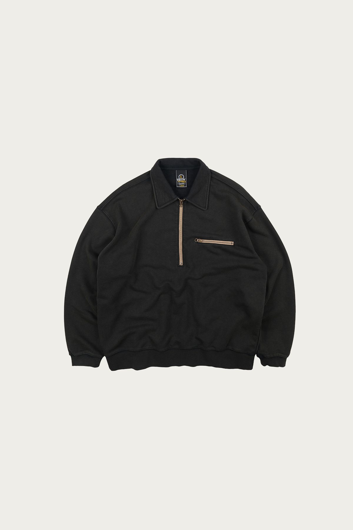 FrizmWORKS - Vintage Dyeing Half-Zip Sweat - Vintage Black - Canoe Club