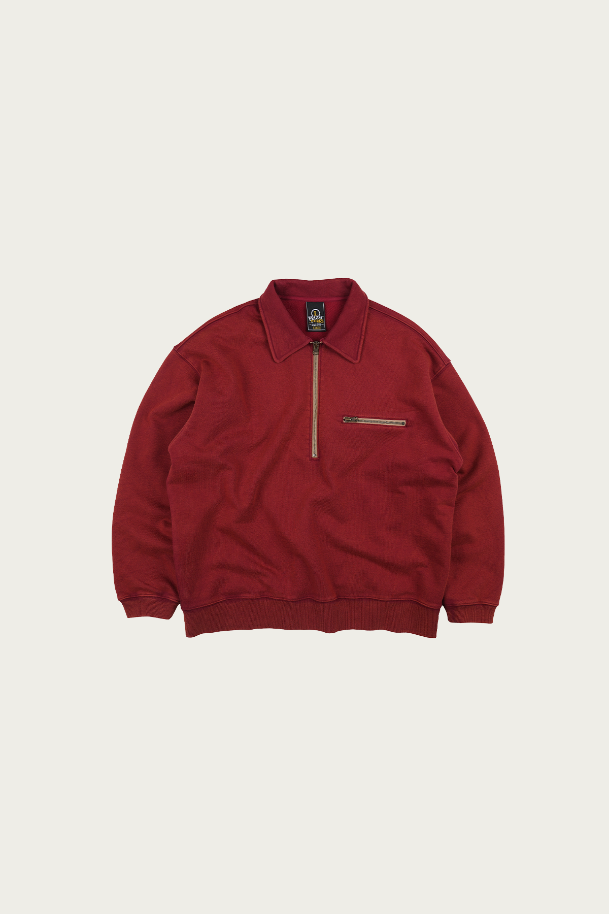 FrizmWORKS - Vintage Dyeing Half-Zip Sweat - Vintage Red - Canoe Club