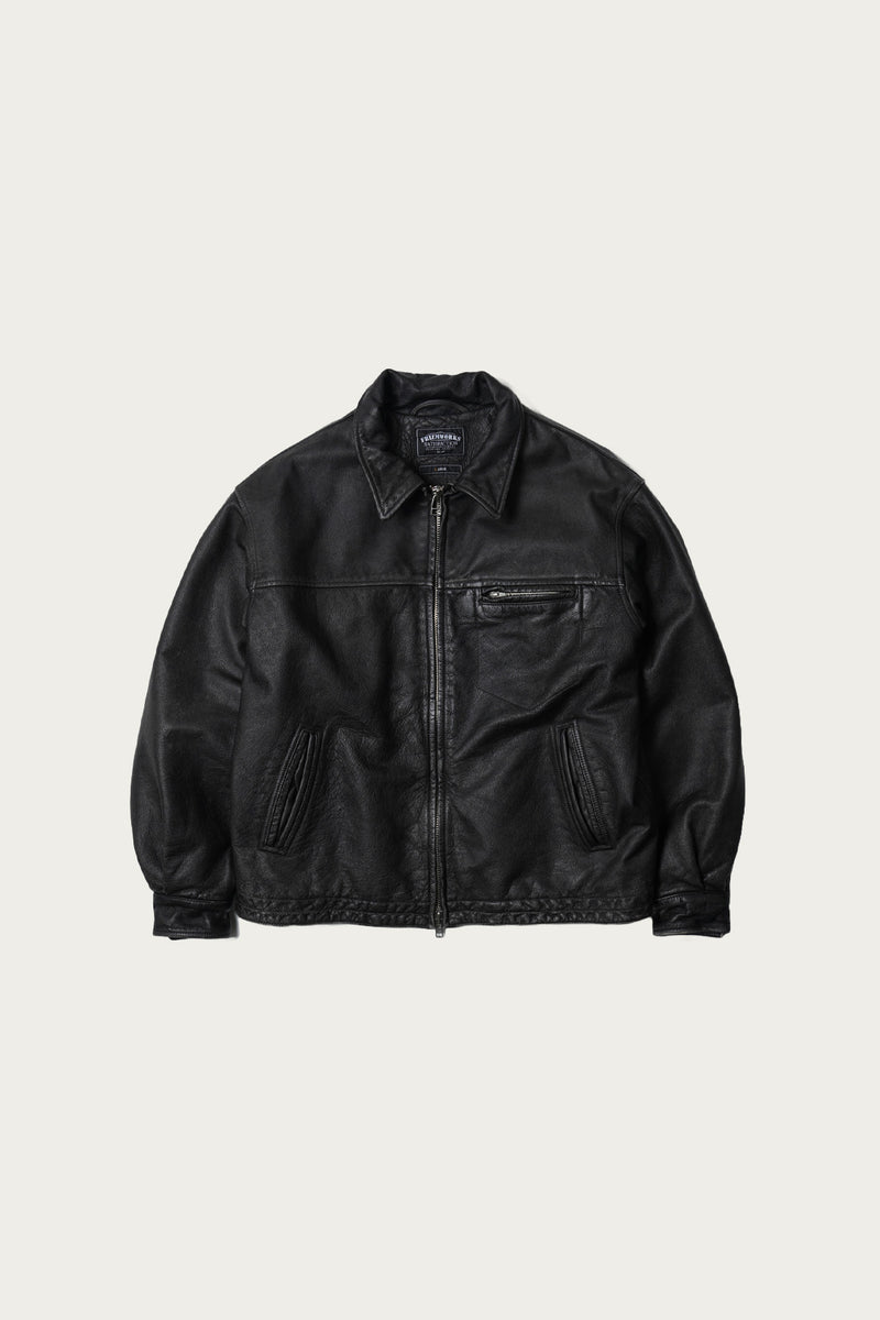 Frizmworks Destroyed Cowhide Leather Jacket | Washed Black | Canoe