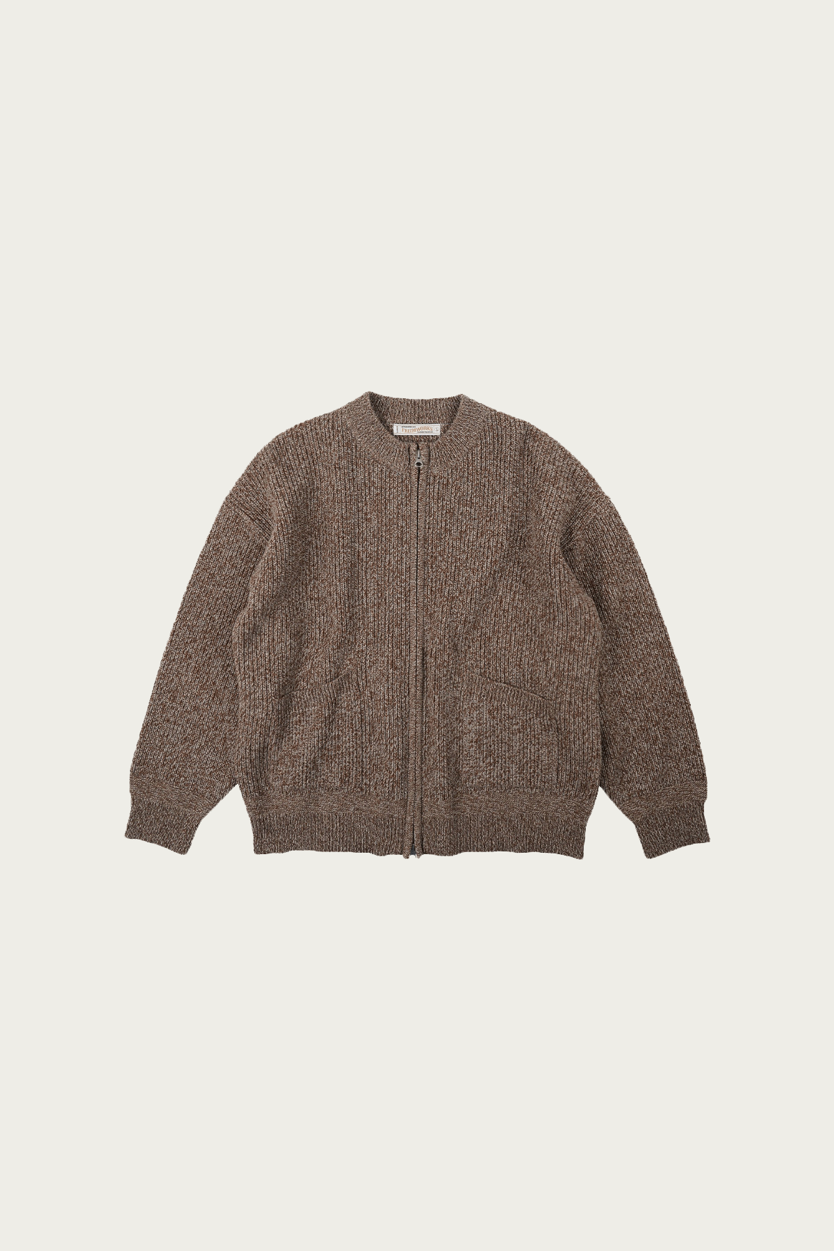 FrizmWORKS - Tweed Wool Zipup Cardigan - Brown - Canoe Club