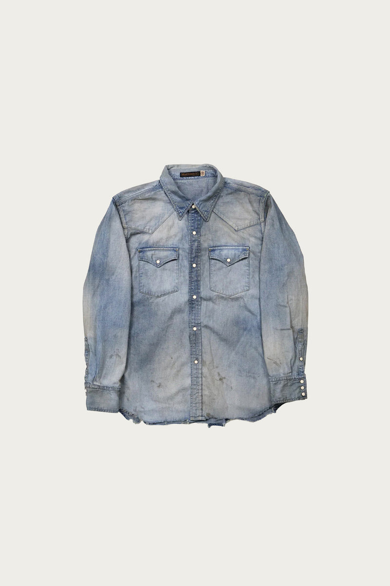 ミュージシャン GOD ONLY KNOWS DENIM SHIRT FADED INDIGO Stevenson Cody Snap Shirt - Washed Down Indigo Denim