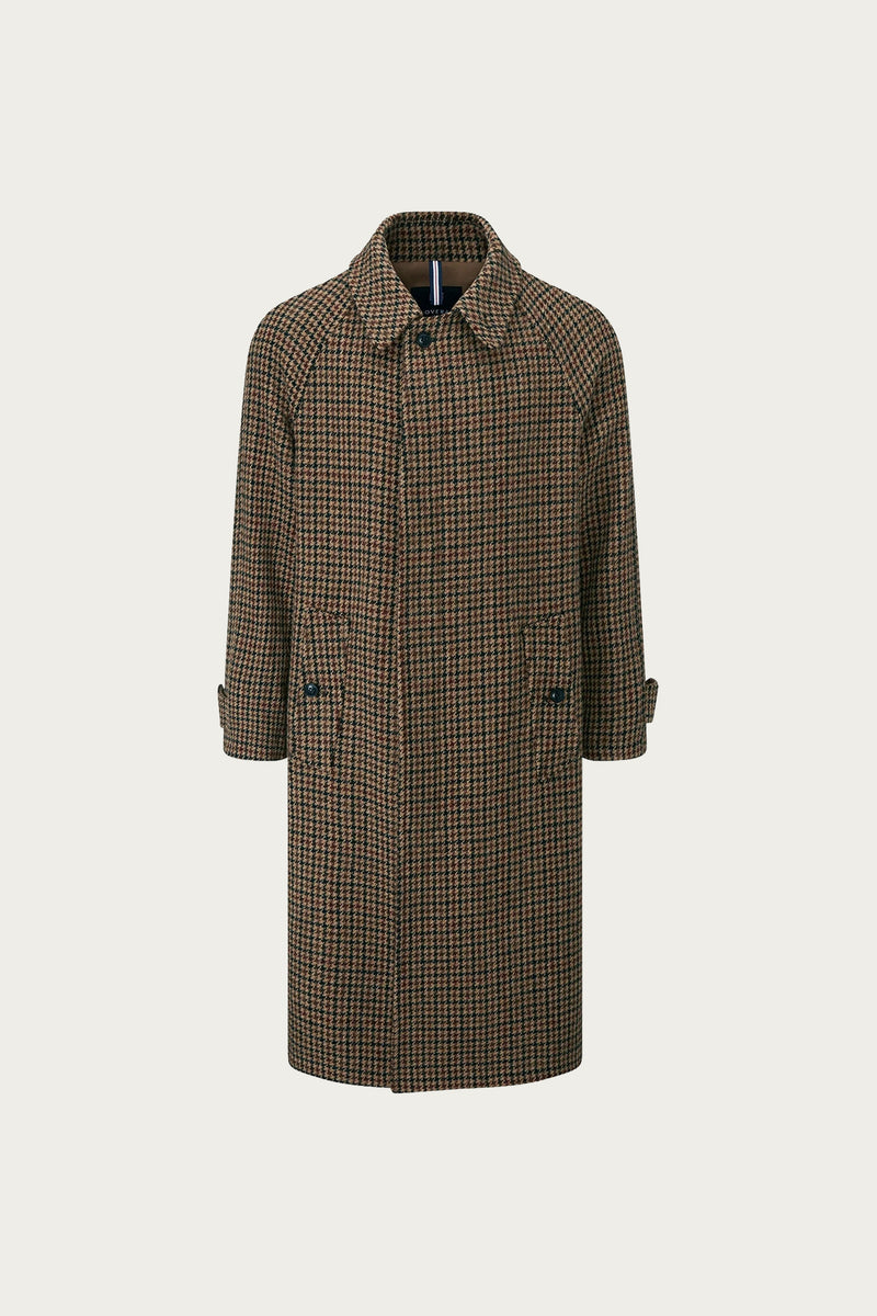 Gloverall × Harris Tweed ウール ピーコート チェック Gloverall Harris Tweed Mac | Brown | Canoe Club