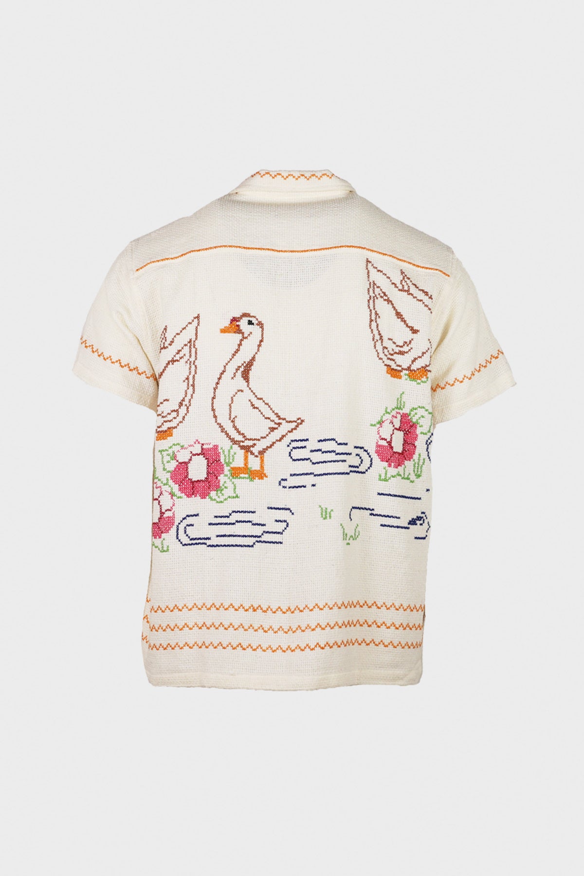 Harago - Duck Cross Stitch Shirt - Off White - Canoe Club