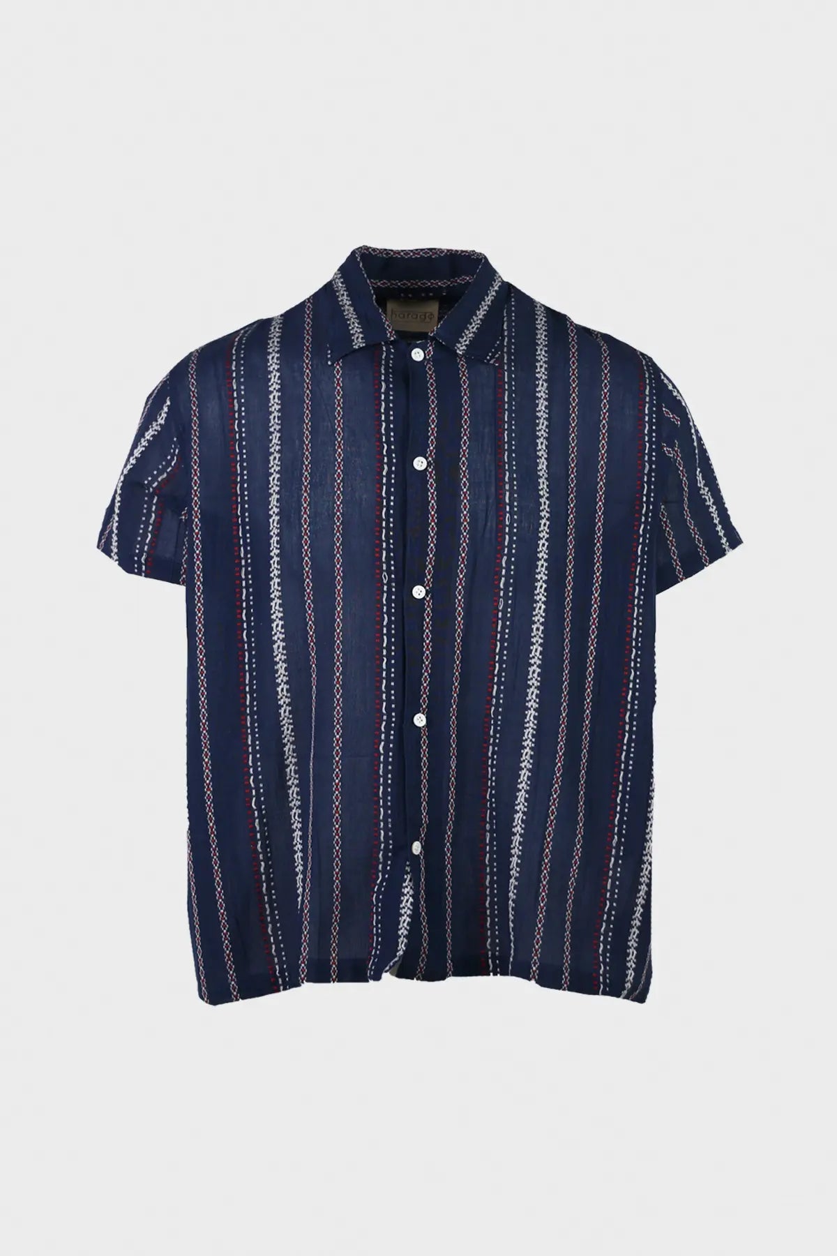 Harago - Embroidered Short Sleeve Shirt - Indigo - Canoe Club