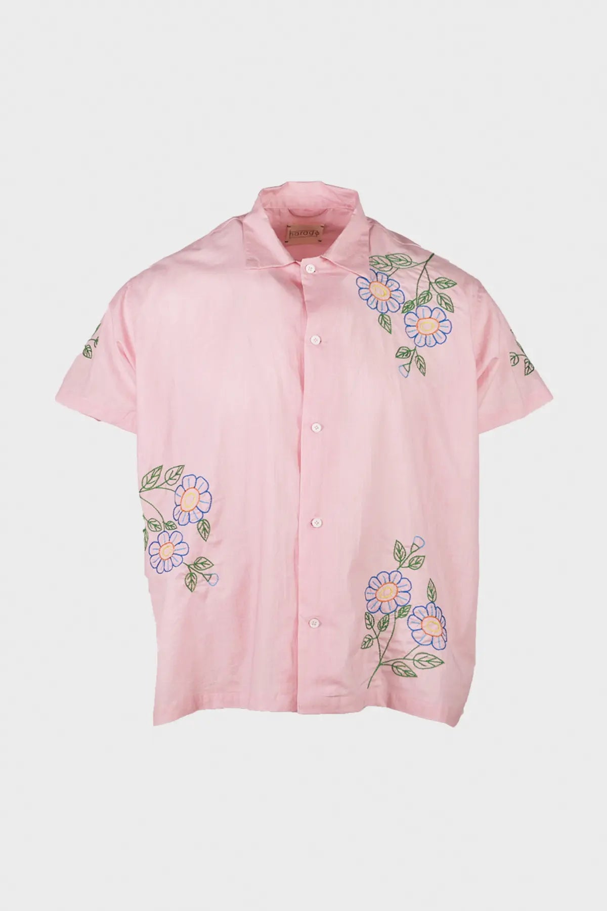 Harago - Embroidered Short Sleeve Shirt - Pink - Canoe Club
