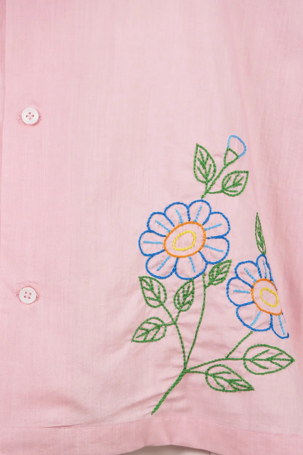 Harago - Embroidered Short Sleeve Shirt - Pink - Canoe Club