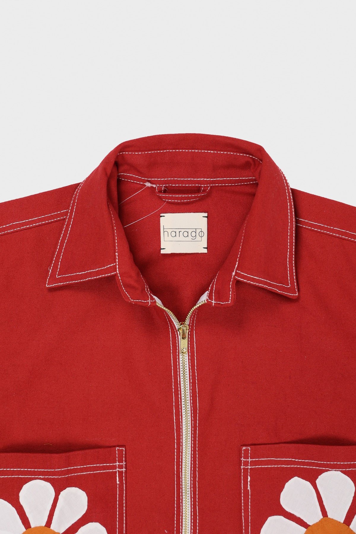 Harago - Flower Applique Zipper Jacket - Red - Canoe Club